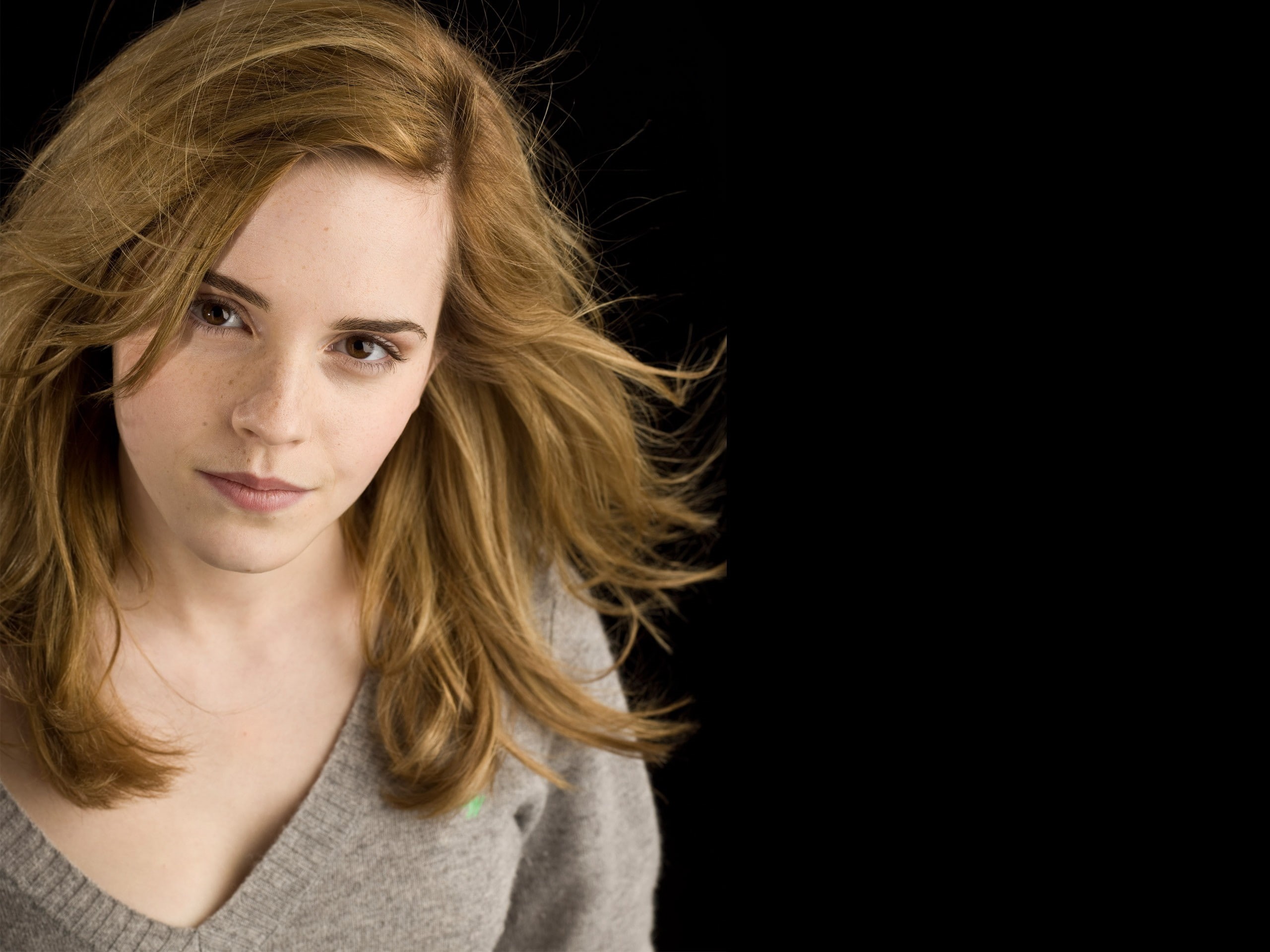 indoors, one person, women, beauty, portrait, human hair, contemplation, human face, studio shot, black background, front view, hairstyle, beautiful woman, HD Wallpaper