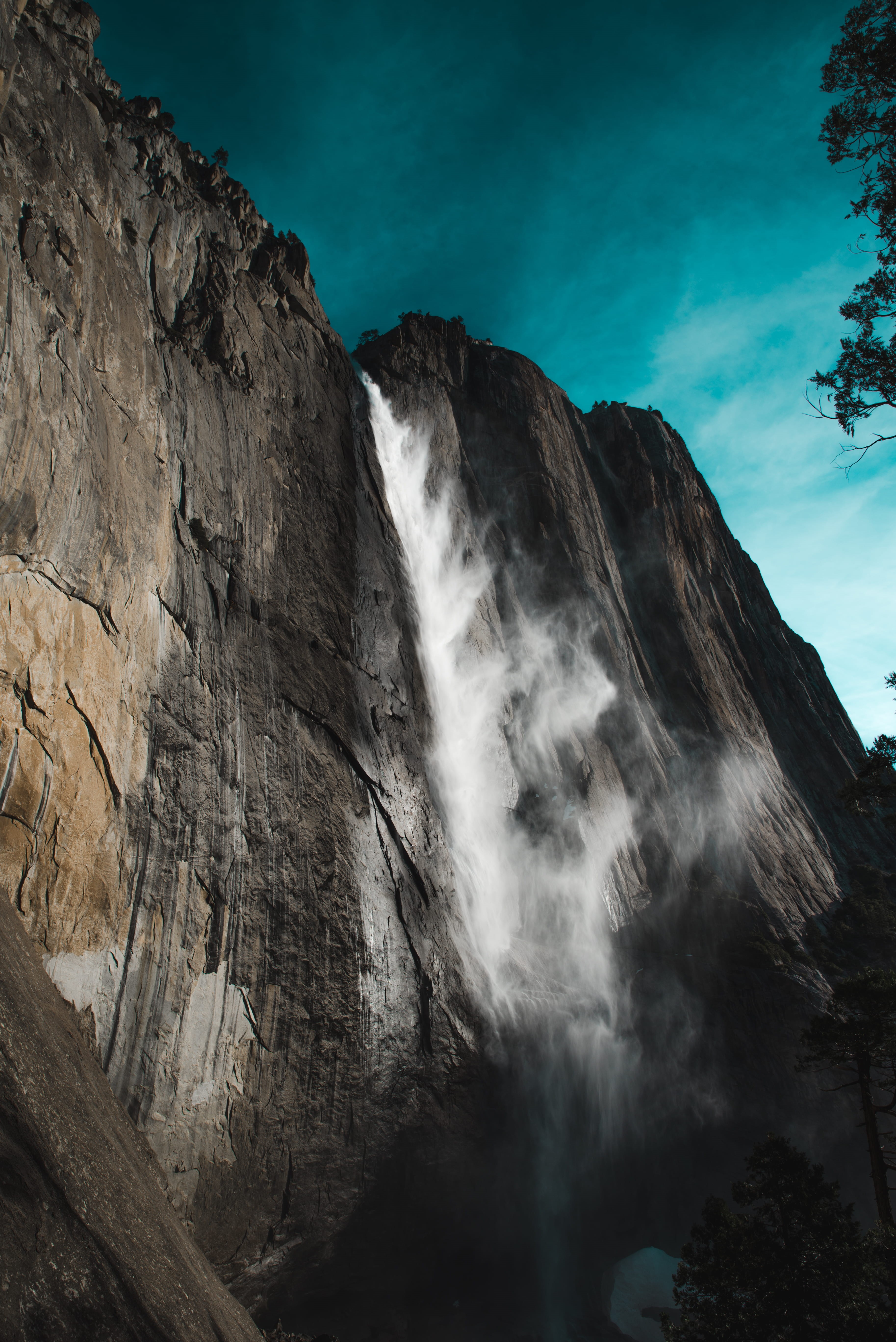 mountain, angel, mountain range, rock - object, waterfall, long exposure, motion, solid, no people, cliff, low angle view, formation, falls, scenics - nature, Phone HD Wallpaper