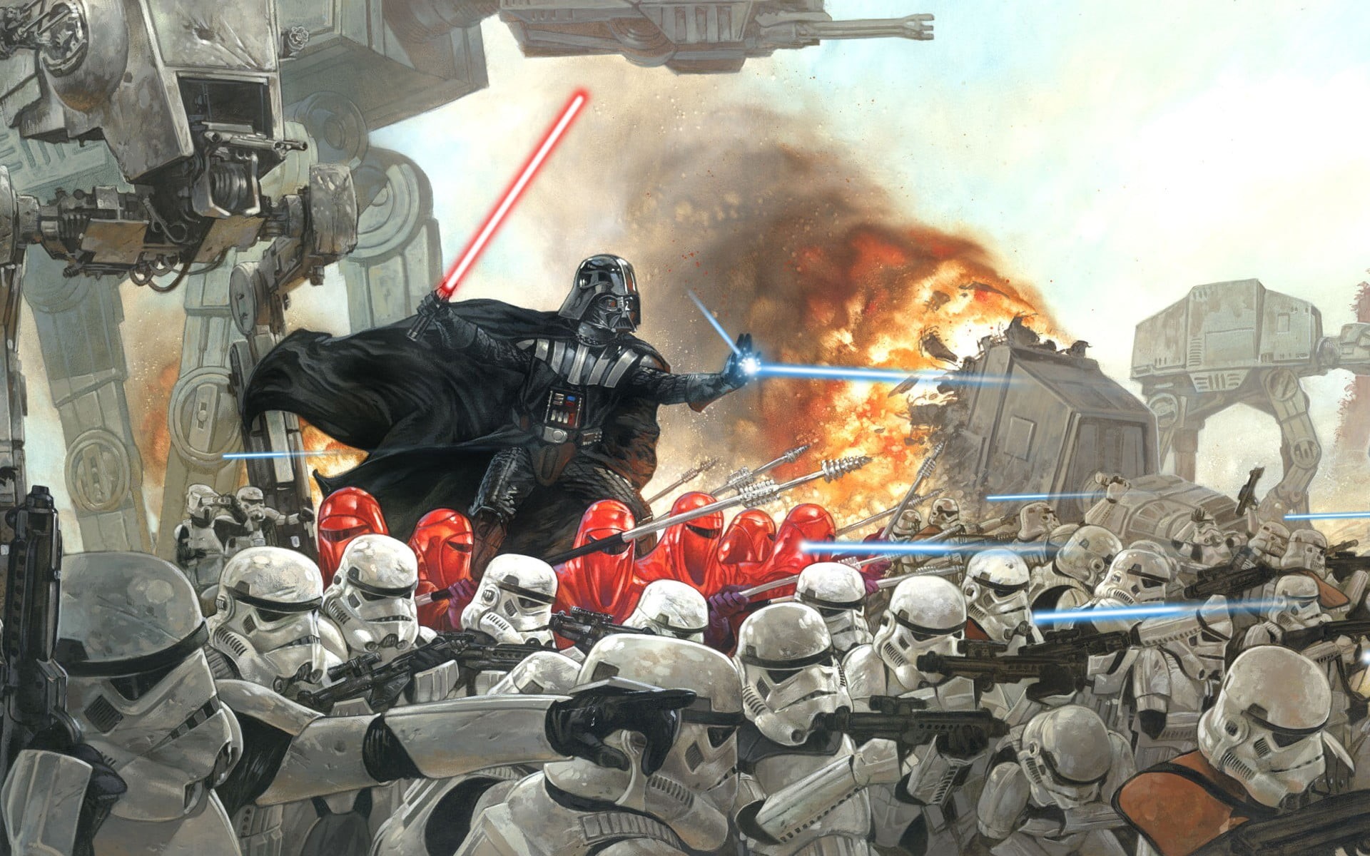 burning, nature, flame, aggression, Storm Troopers, built structure, Darth Vader, digital, wars, occupation, real people, AT-AT, smoke - physical structure, HD Wallpaper