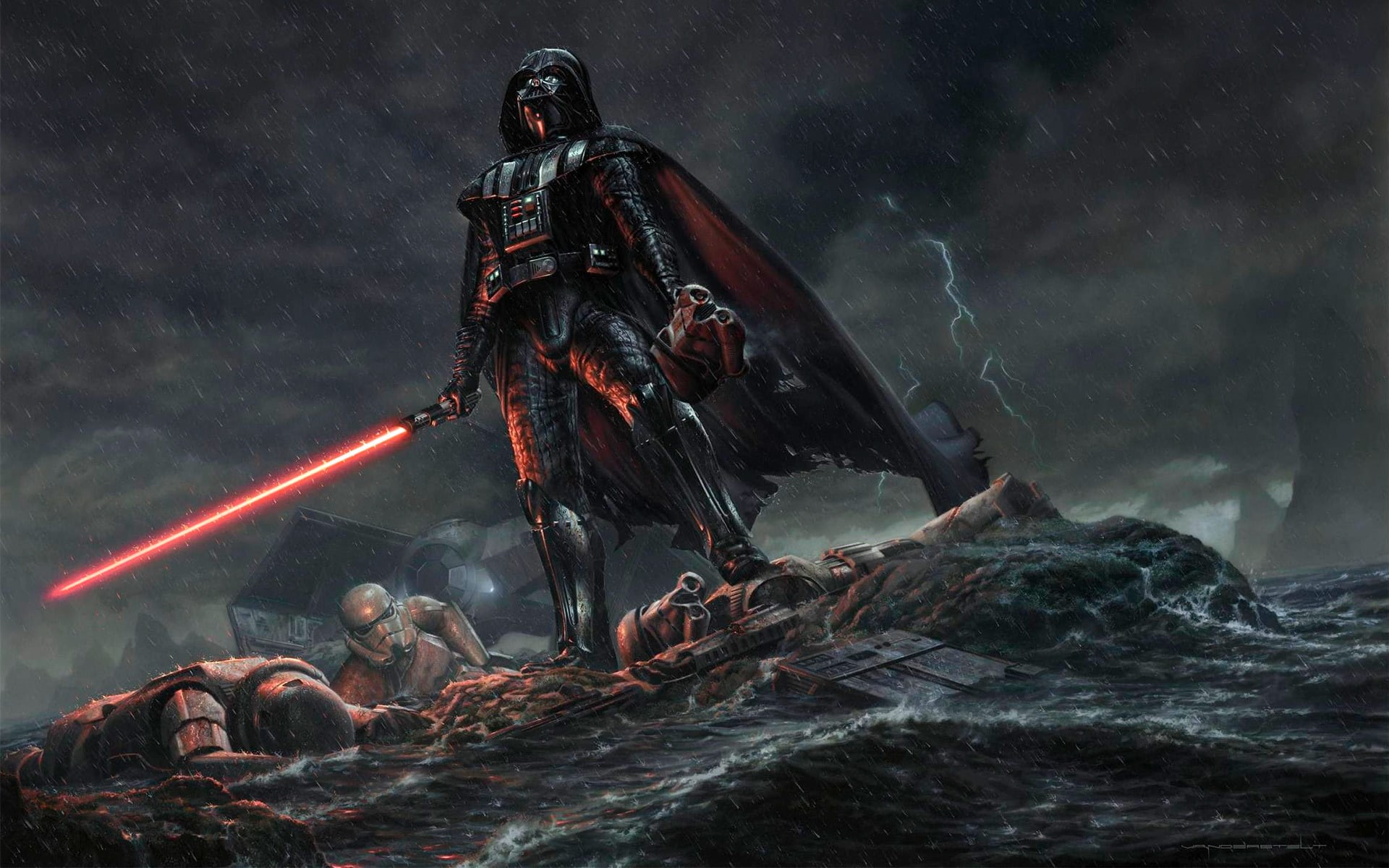 1080P, fantasy, sea, animal wildlife, women, people, aggression, underwater, environment, water, motion, crustacean, rock - object, nature, star wars darth vader storm troopers tie advanced, HD Wallpaper