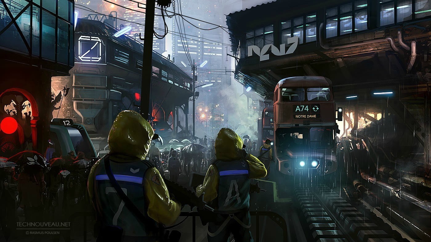  concept art, crowd, real people, illuminated, futuristic, street, city life, people, built structure, building exterior, cyberpunk, group of people, HD Wallpaper