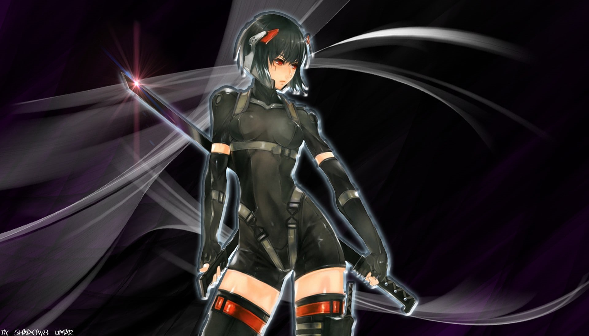 1080P, sword, cyberpunk, cool, girls, anime girls, futuristic, anime, HD Wallpaper