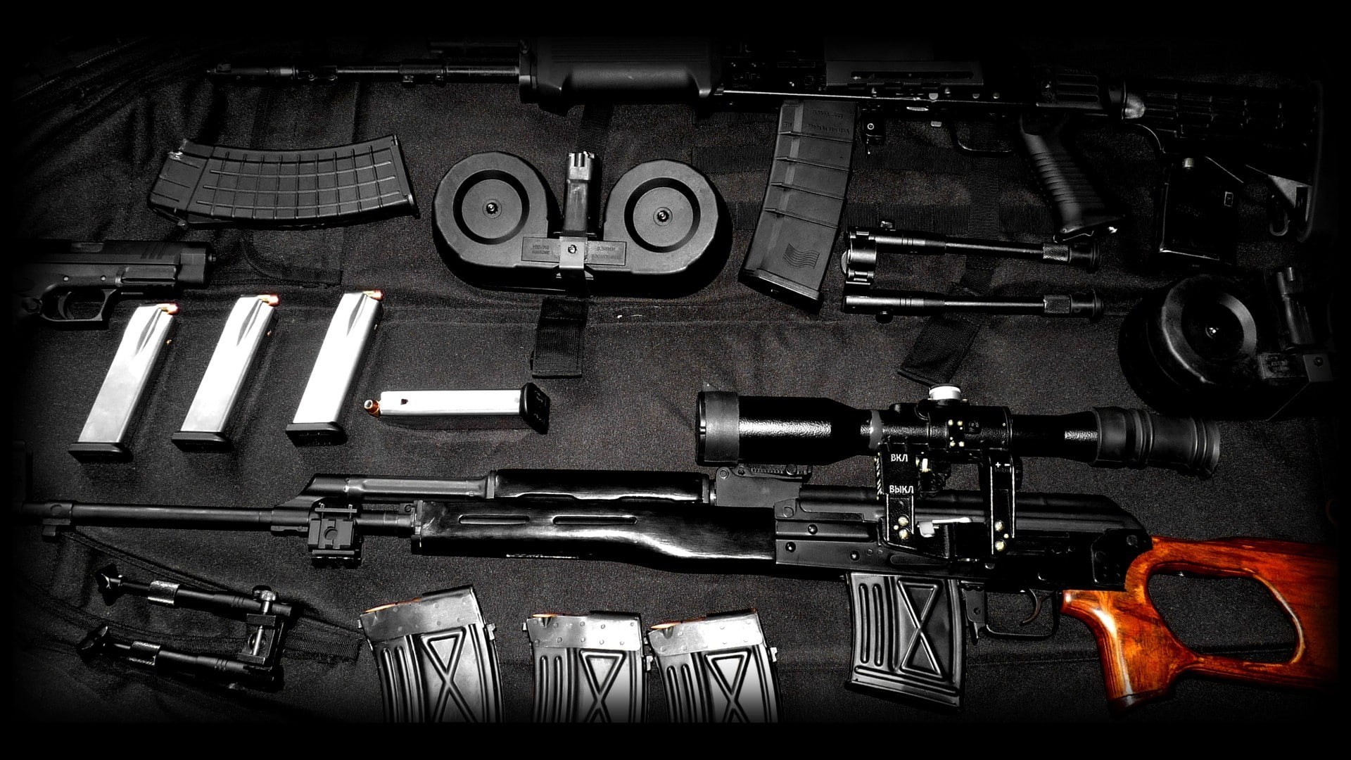 sniper rifle, pistol, 1080P, weapon, Dragunov, PSL, saiga, HD Wallpaper