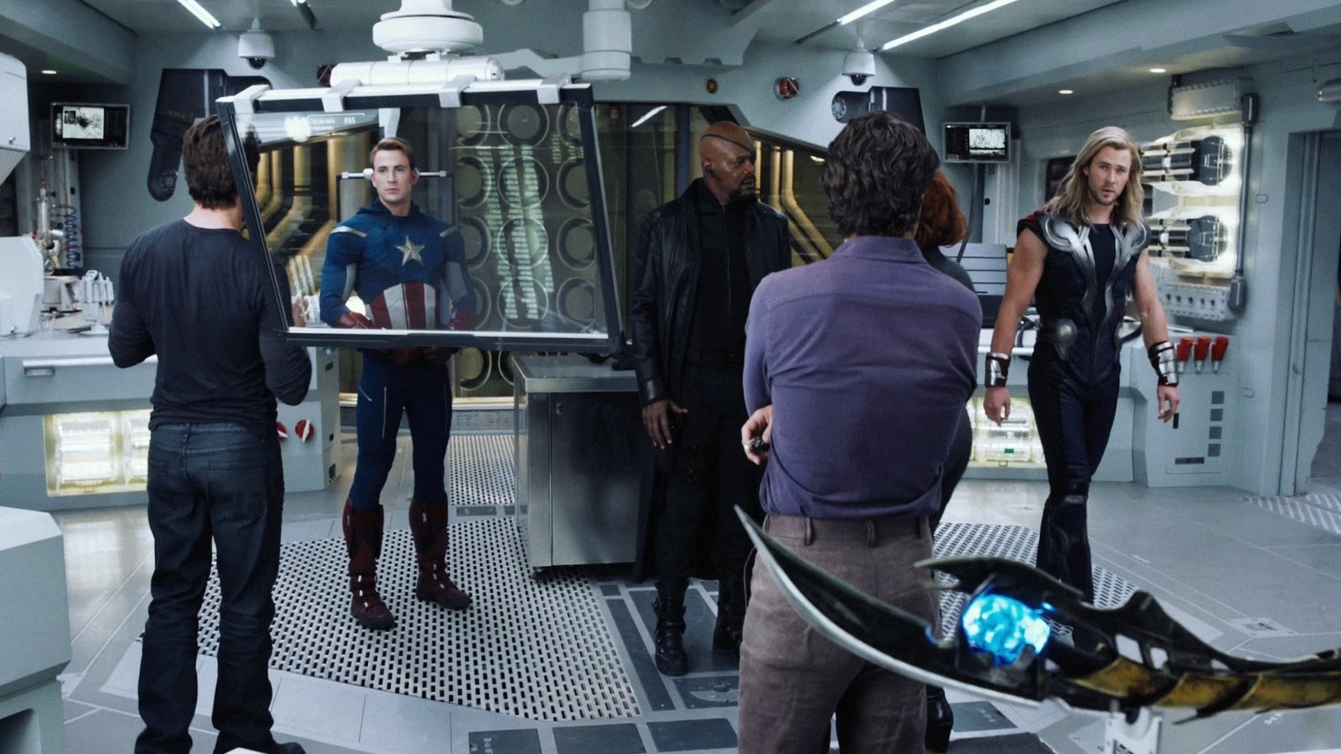 technology, teamwork, 1080P, Samuel L. Jackson, group of people, mid adult, Bruce Banner, Tony Stark, clothing, Chris Evans, women, Mark Ruffalo, business, HD Wallpaper