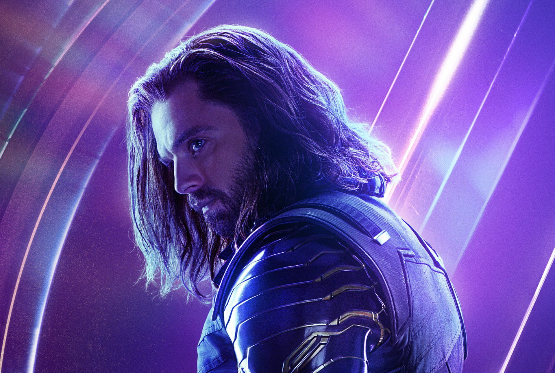 one person, avengers infinity war, movies, illuminated, portrait, young adult, 1080P, indoors, looking at camera, purple, young men, 2018 movies, facial hair, HD Wallpaper