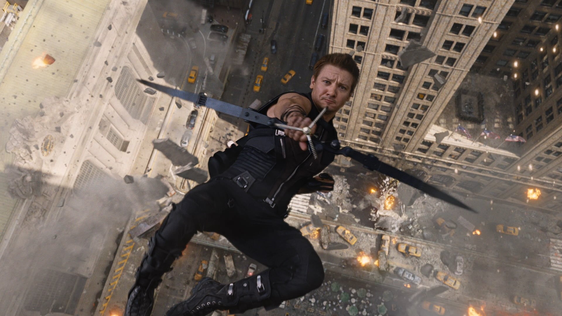 Hawkeye, The Avengers, city, business, city life, hawk, digital composite, built structure, marvel, one person, architecture, adult, building exterior, HD Wallpaper