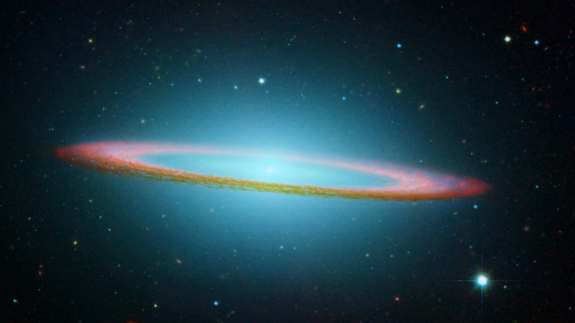 sky, colliding, luminosity, 1080P, communication, astronomy, Sombrero Galaxy, beauty in nature, space exploration, satellite view, blue, galaxy, night, HD Wallpaper