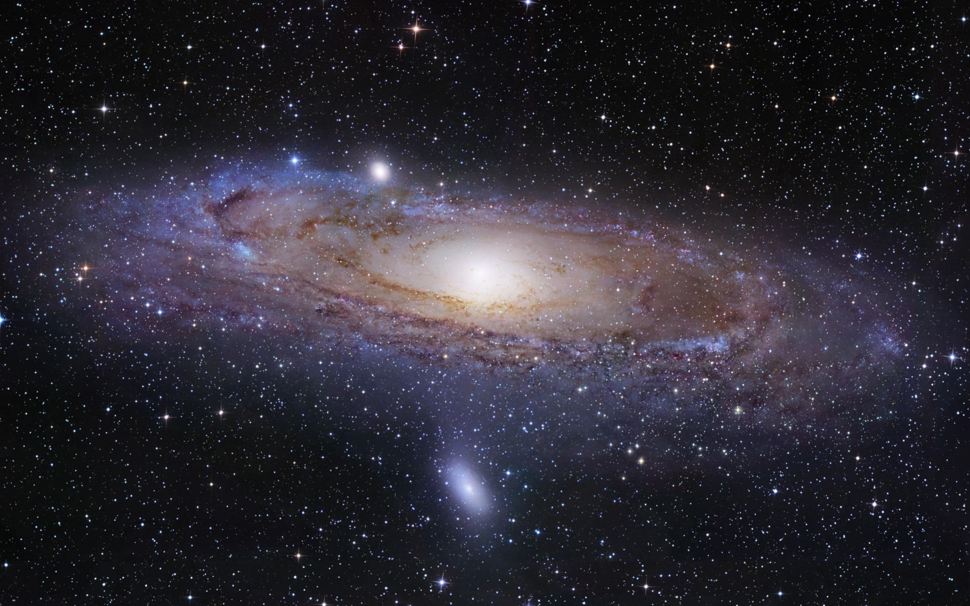 space exploration, night, Messier 31, space art, spiral, majestic, sky, 1080P, satellite view, constellation, mystery, no people, nature, single object, HD Wallpaper