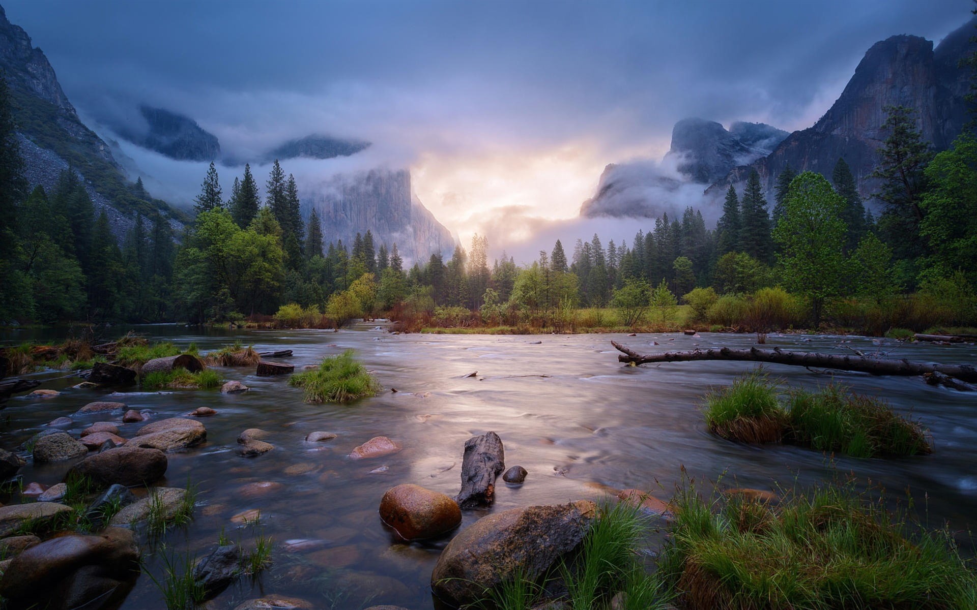 apple, scenics - nature, tree, 1080P, tranquil scene, flowing water, imac, mountain, environment, lake, rock, power in nature, sky, painting, HD Wallpaper
