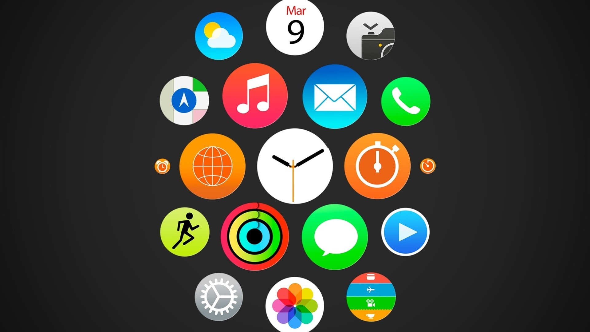 Watch, 1080P, Icons, Menu, Apple, Ios, IWatch, HD Wallpaper