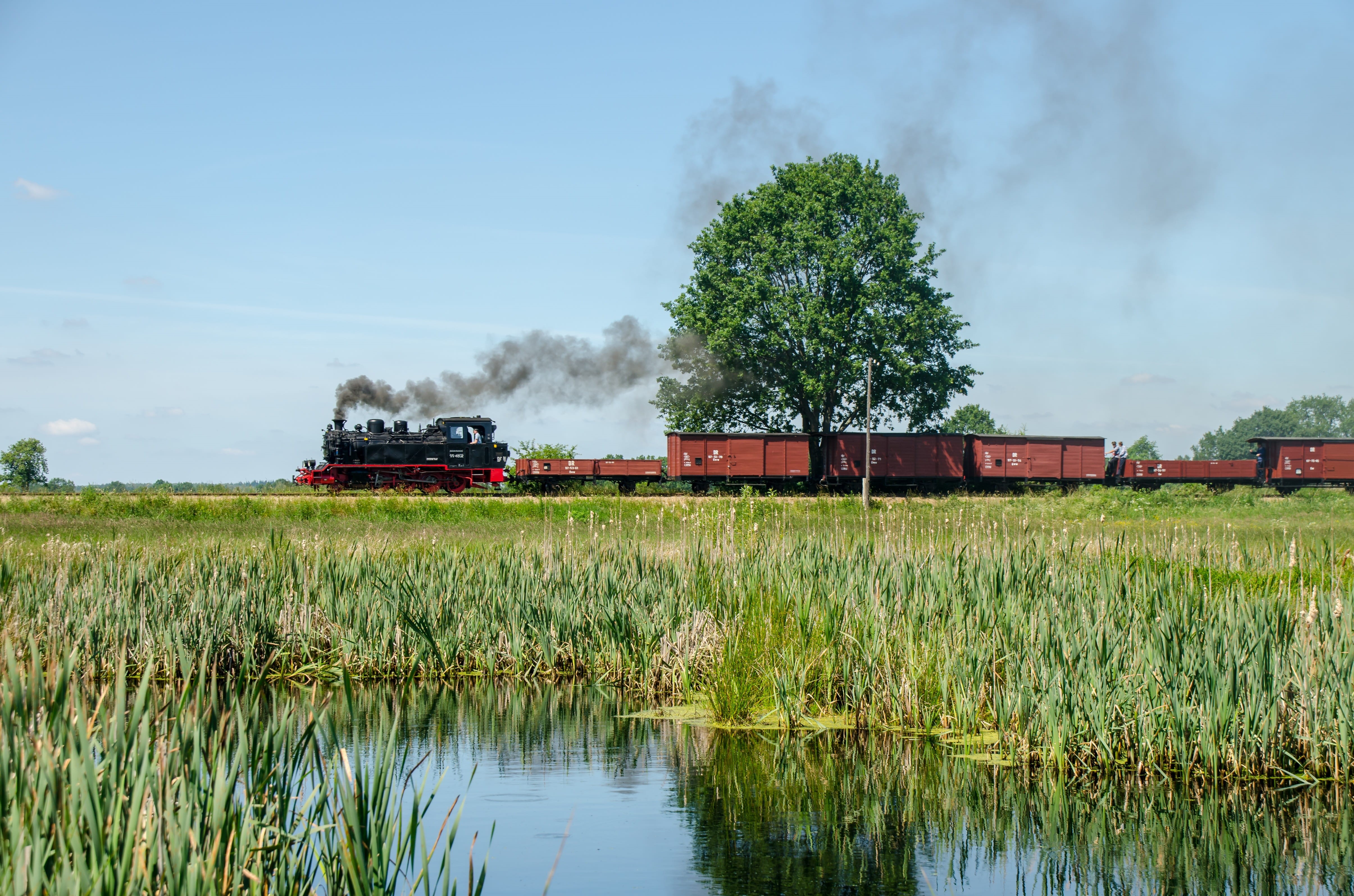 technology, green color, vehicles, non-Urban Scene, formerly, transport, führerstand, field, at the lake, force, past, old time, at that time, train, oldtimer, HD Wallpaper