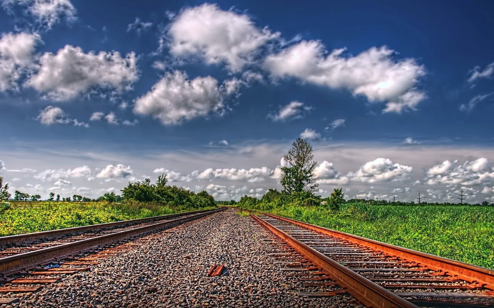 outdoors, two, public transportation, plant, 720P, cloud - Sky, tree, road, journey, direction, speed, brown, railroad Junction, street, no People, gravel, HD Wallpaper