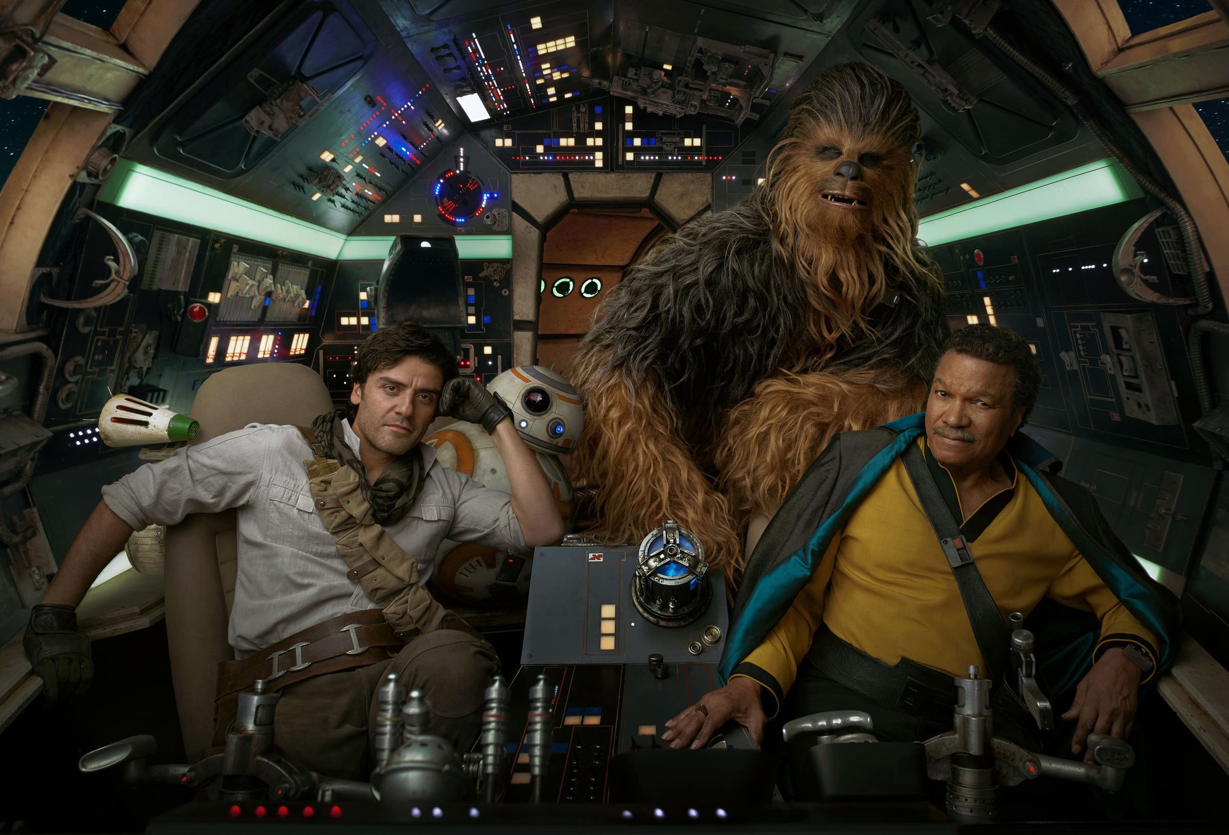 Star Wars, Star Wars: The Rise of Skywalker, BB-8, 1080P, Poe Dameron, Chewbacca, Lando Calrissian, Millennium Falcon, HD Wallpaper