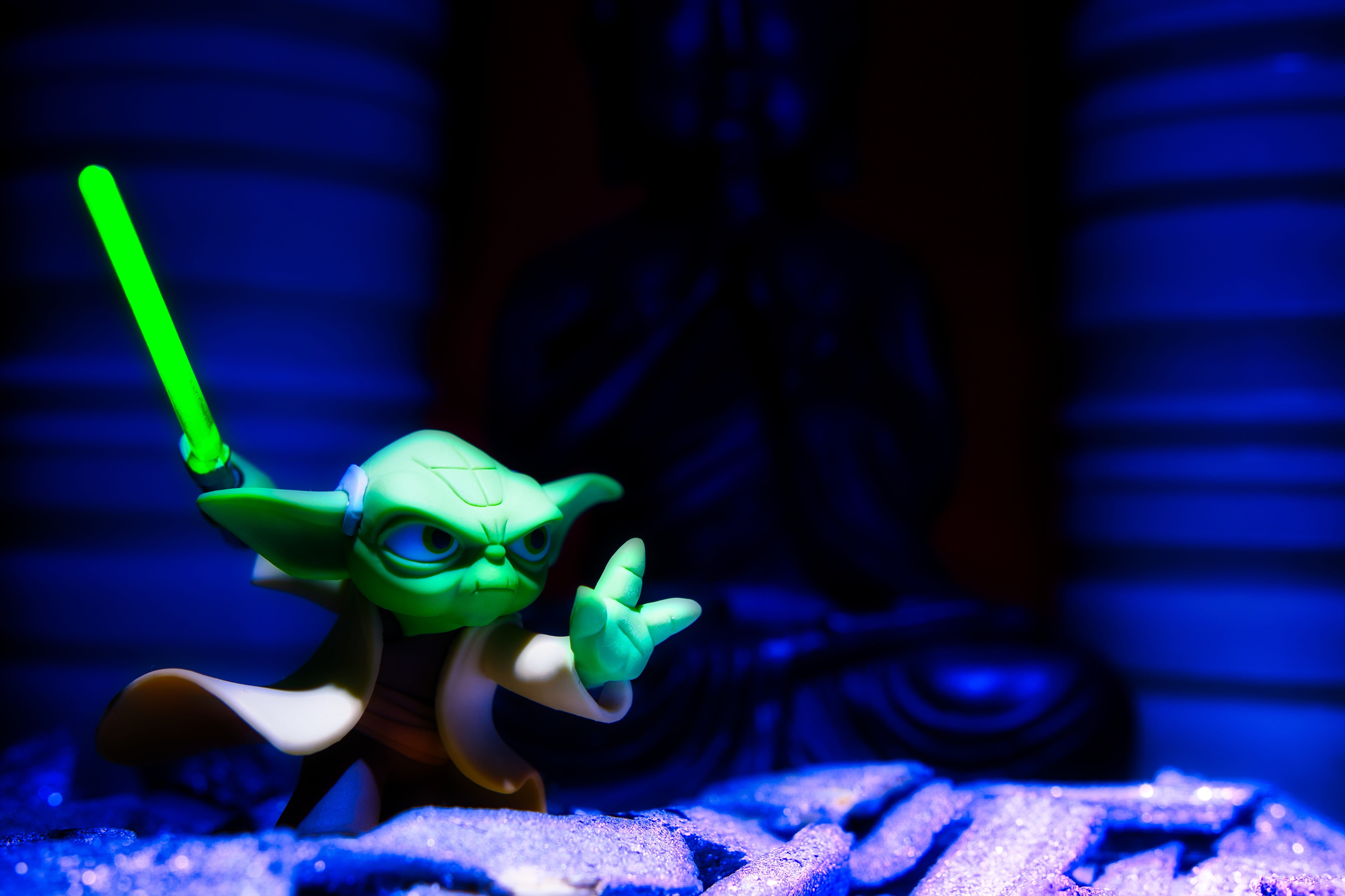 power, green color, no people, single object, yoda, toys, blue, 5K, star wars, representation, fun, human representation, toy, monster - fictional character, HD Wallpaper