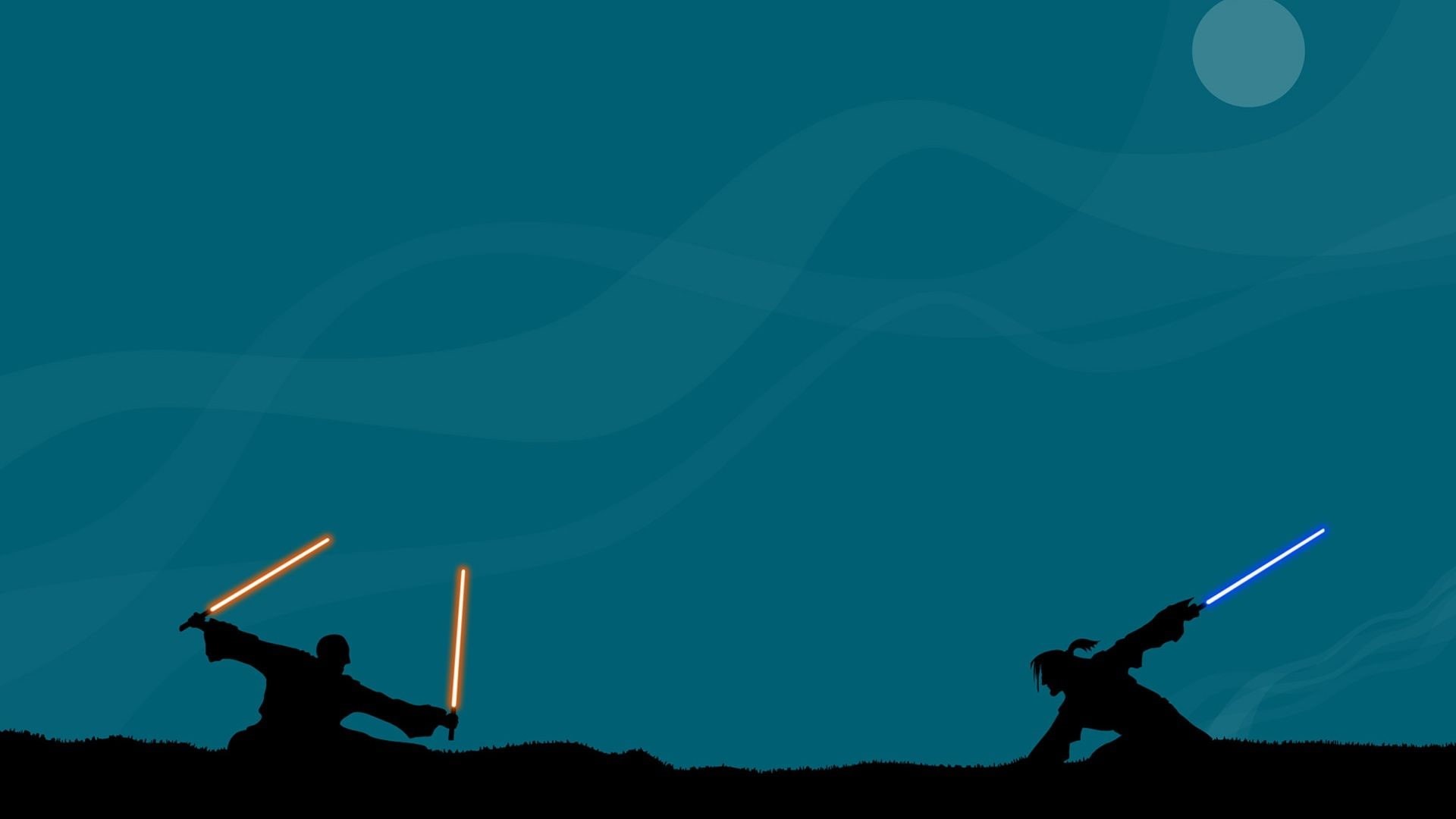 1080P, Moon, Laser Swords, minimalism, Star Wars, Duel, HD Wallpaper