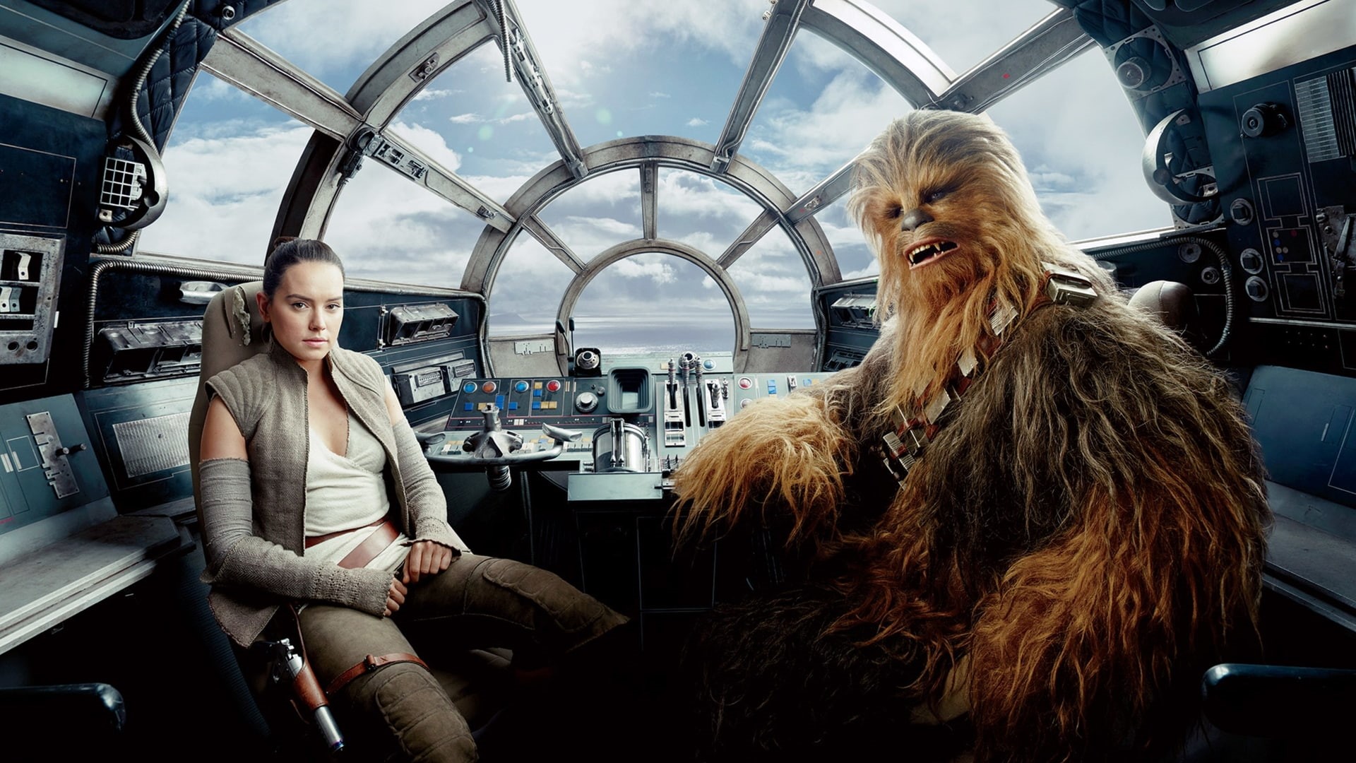 1080P, Rey, Rey (from Star Wars), Star Wars: The Last Jedi, Chewbacca, movies, Star Wars, Daisy Ridley, HD Wallpaper