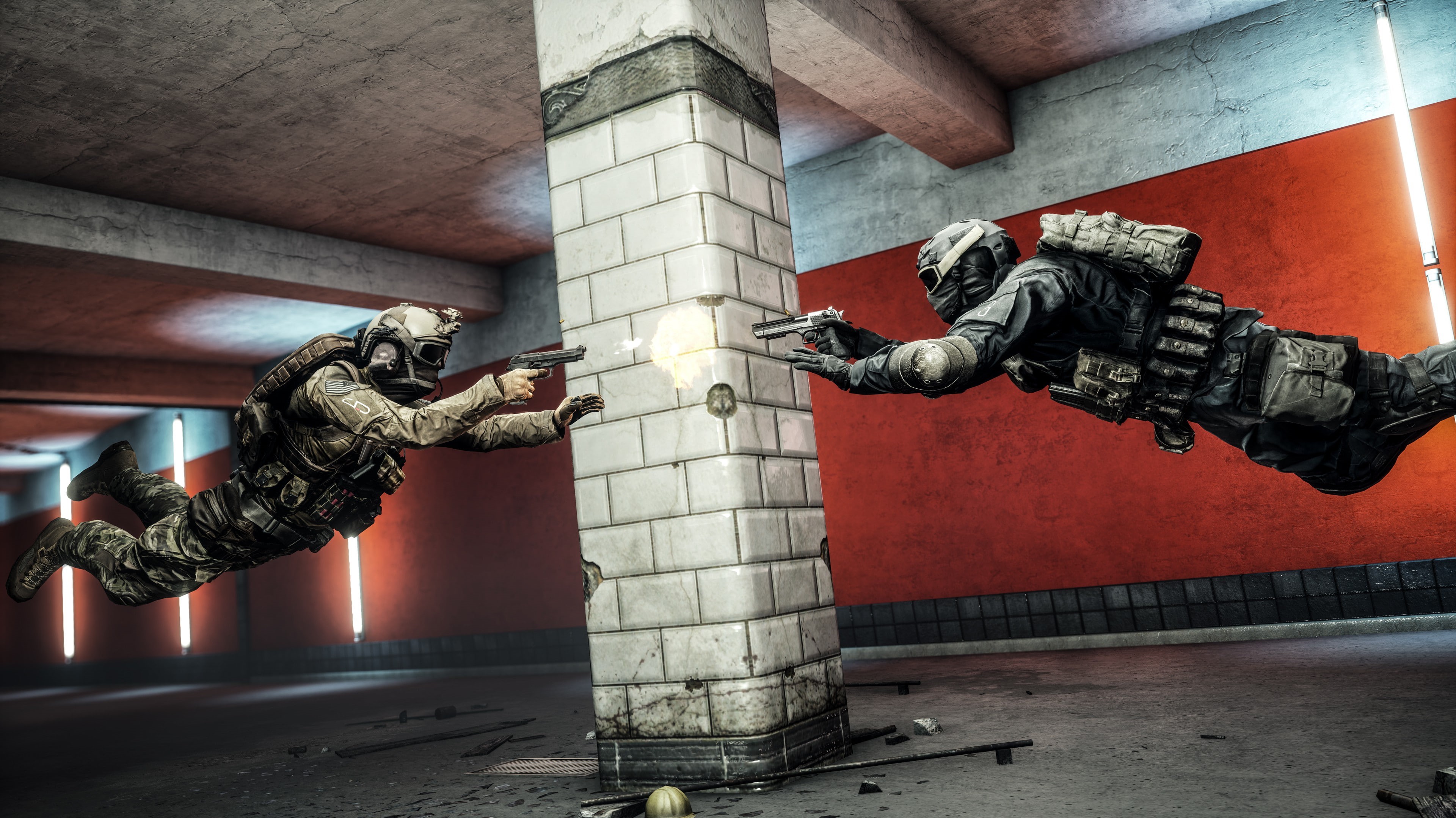 battlefield, flying, equipment, duel, Battlefield 4, soldiers, guns, 4K, HD Wallpaper