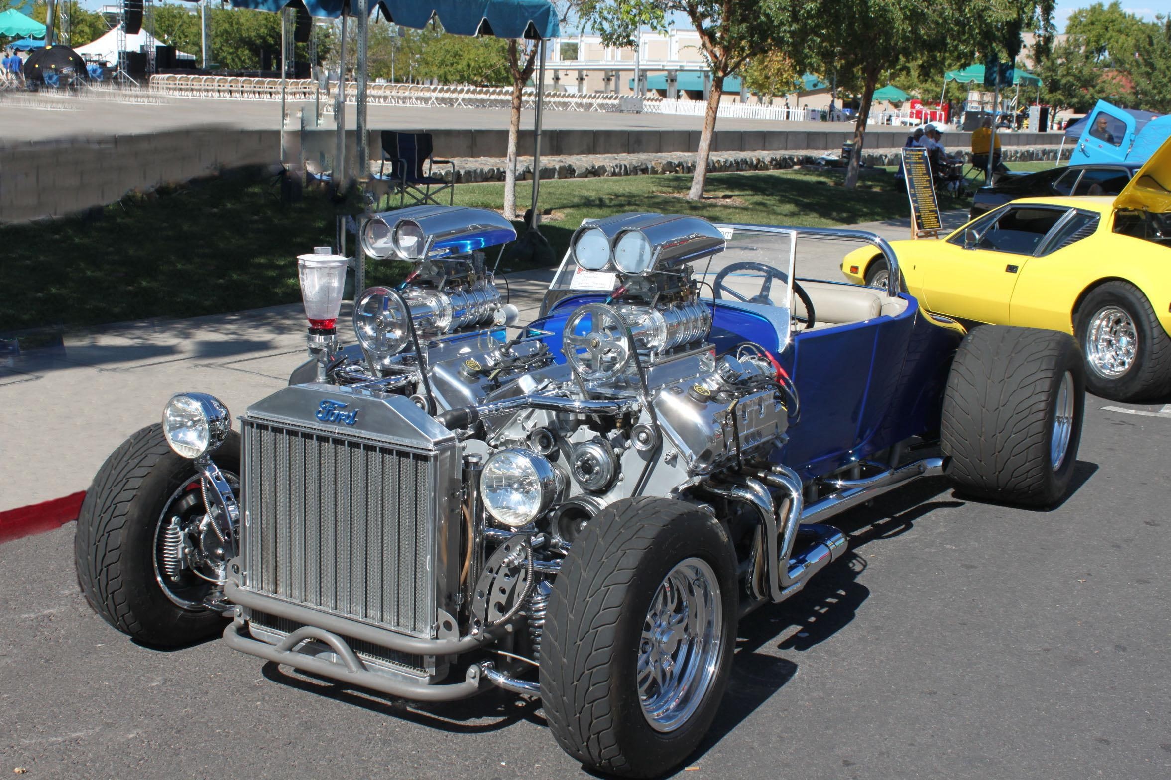 duel engines, ford, custom, vintage, get, 1080P, blue, hot rod, silver, car, cars, will, HD Wallpaper