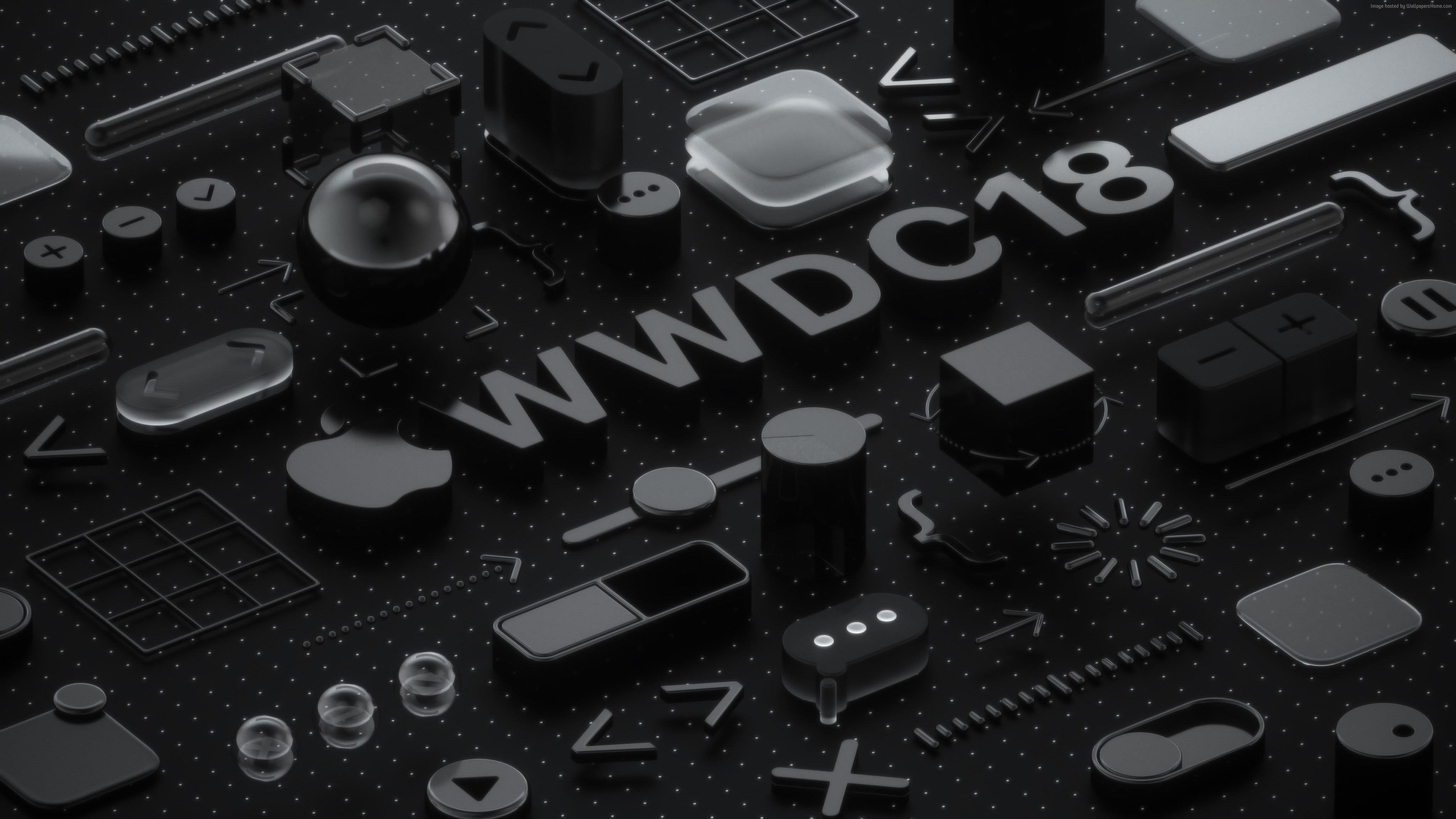 4K, 4K, Black, 3D, WWDC 2018, HD Wallpaper