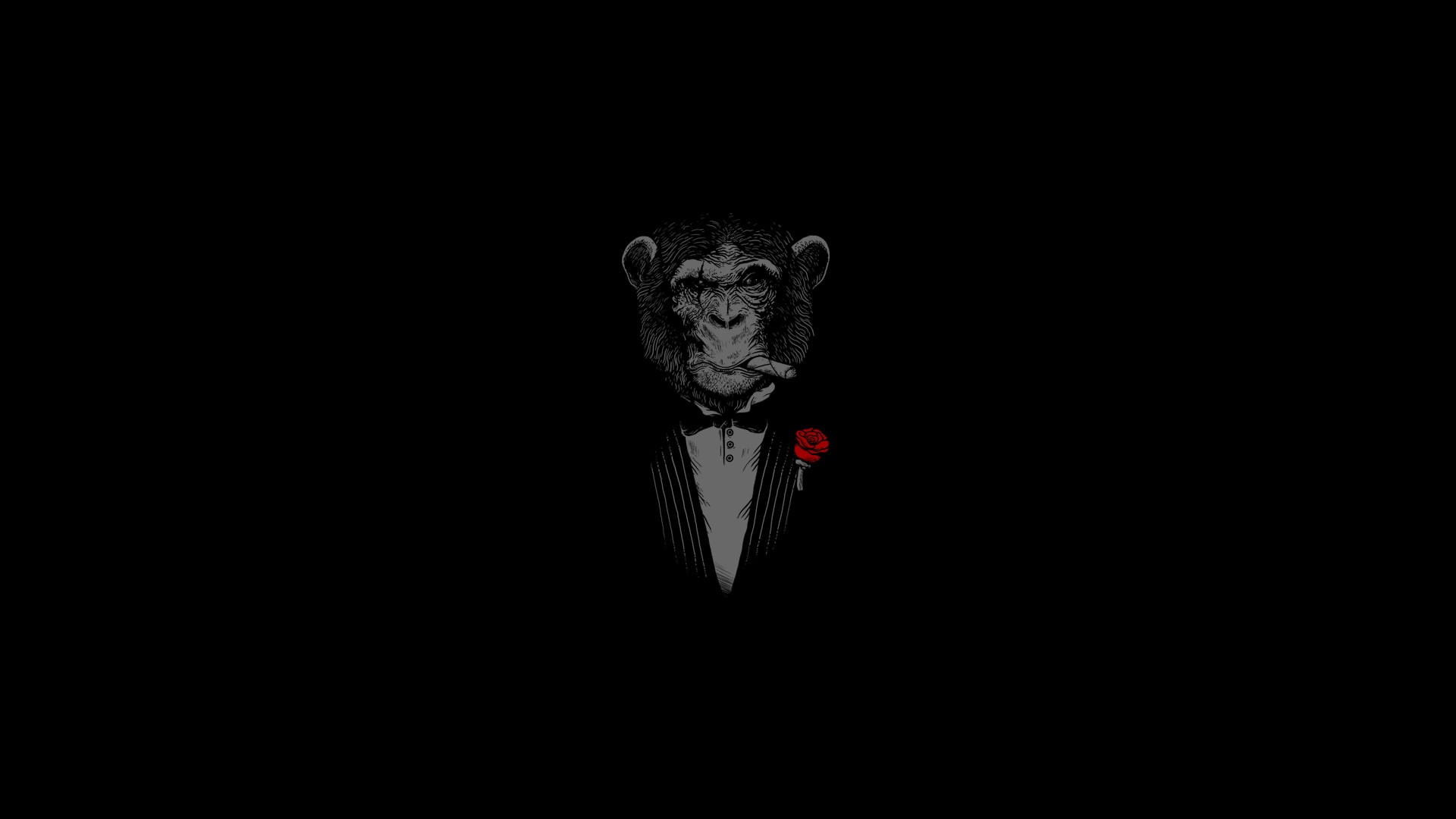rose, monkey, cigar, background, face, 1080P, HD Wallpaper
