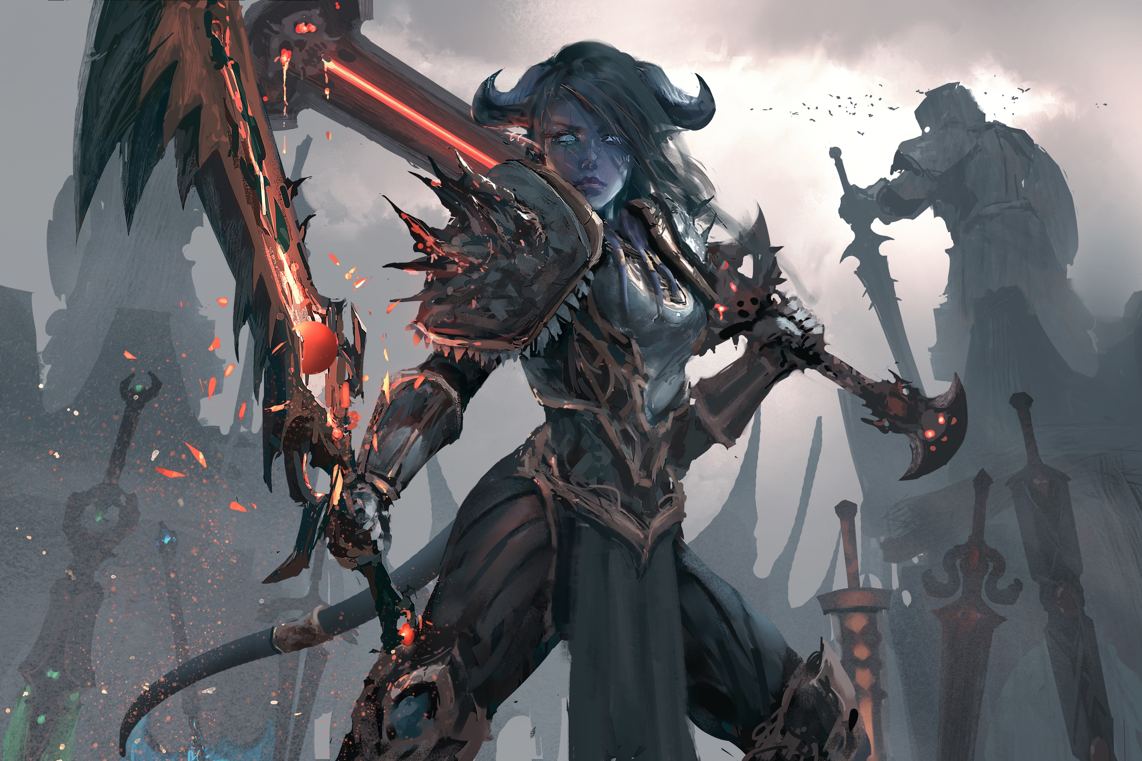 World of Warcraft, Girl With Weapon, 4K, WLOP, HD Wallpaper