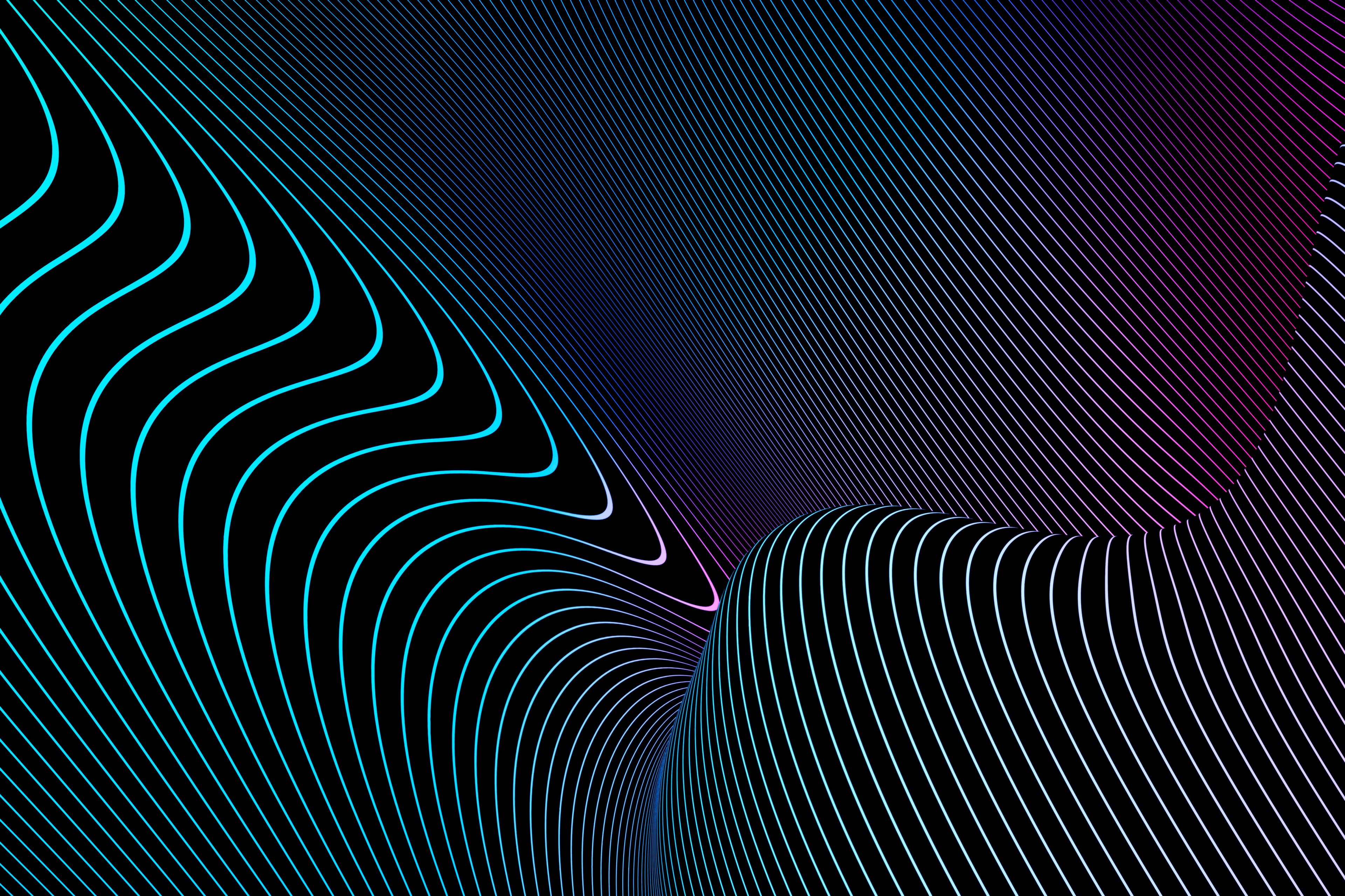 Dark, 4K, Wrap, Curves, 4K, Lines, Neon, HD Wallpaper