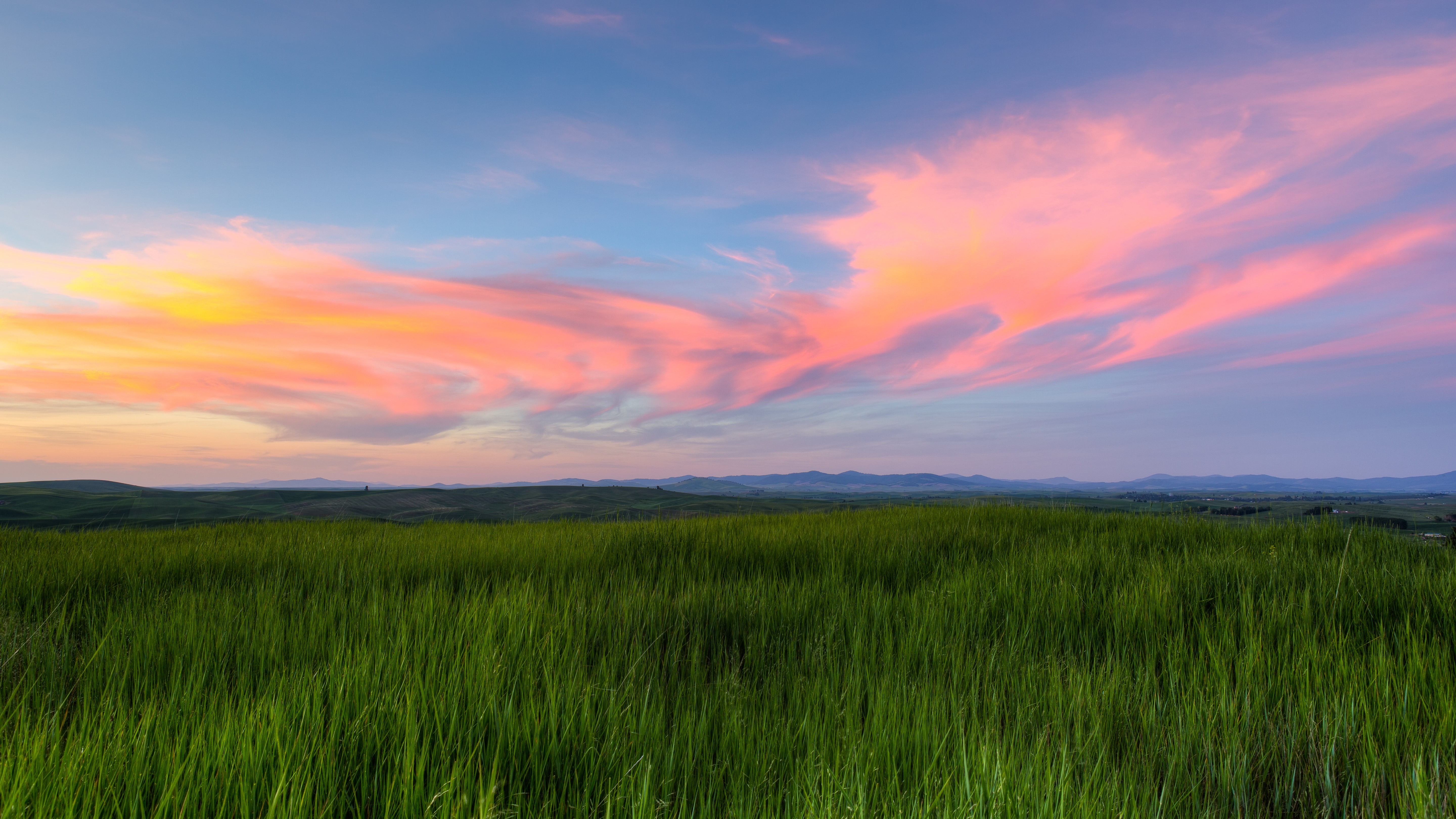 green, clear, Pacific Northwest, USM, Wayward, landscape, f/2, 70mm, grass, Canon EF, Kamiak Butte, grass  field, sky, green grass, sunset, outdoors, westrock, HD Wallpaper