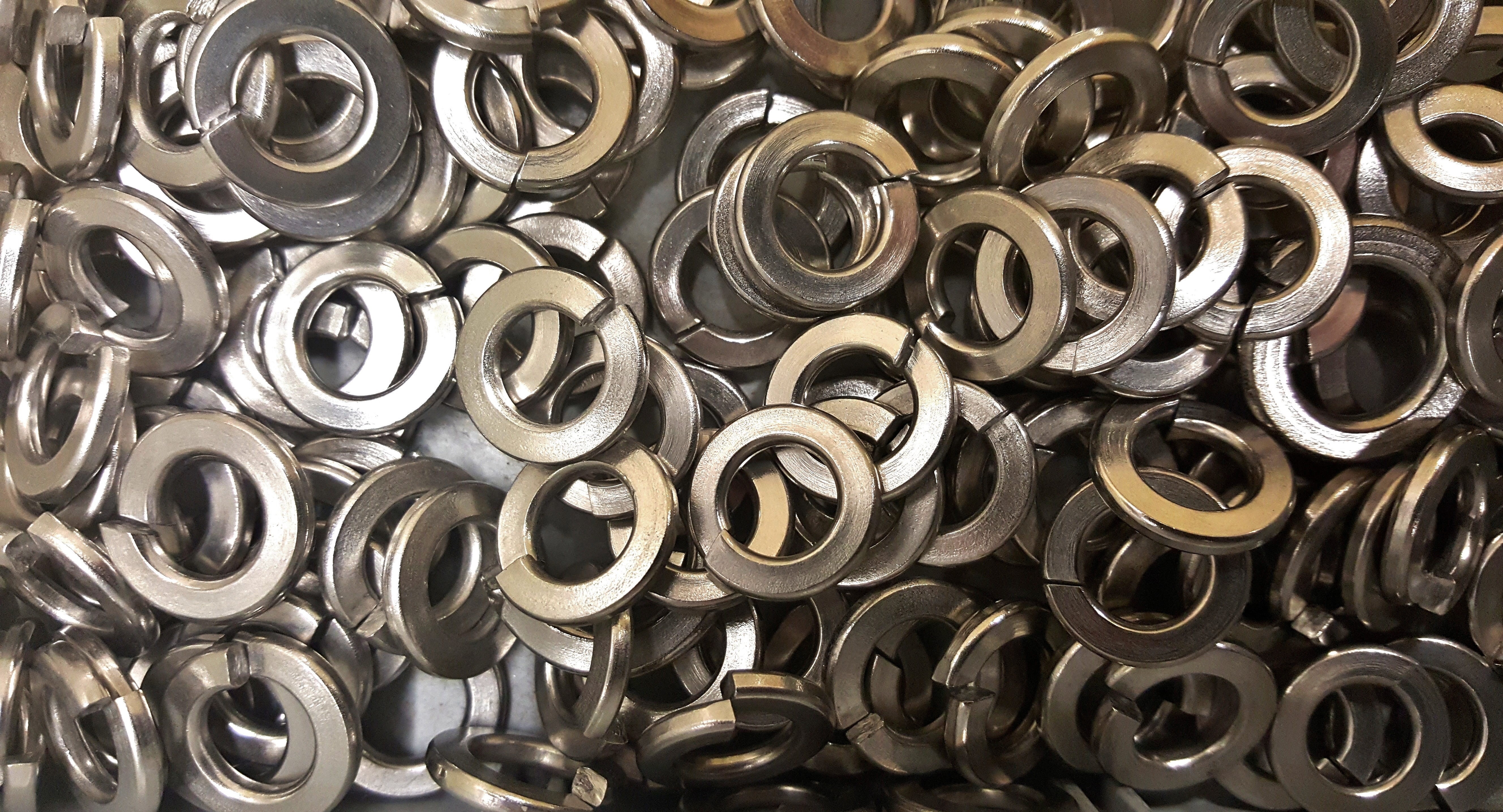choice, indoors, macro, black color, still life, construction, split lock washers, split washers, directly above, 5K, handyman, large group of objects, HD Wallpaper