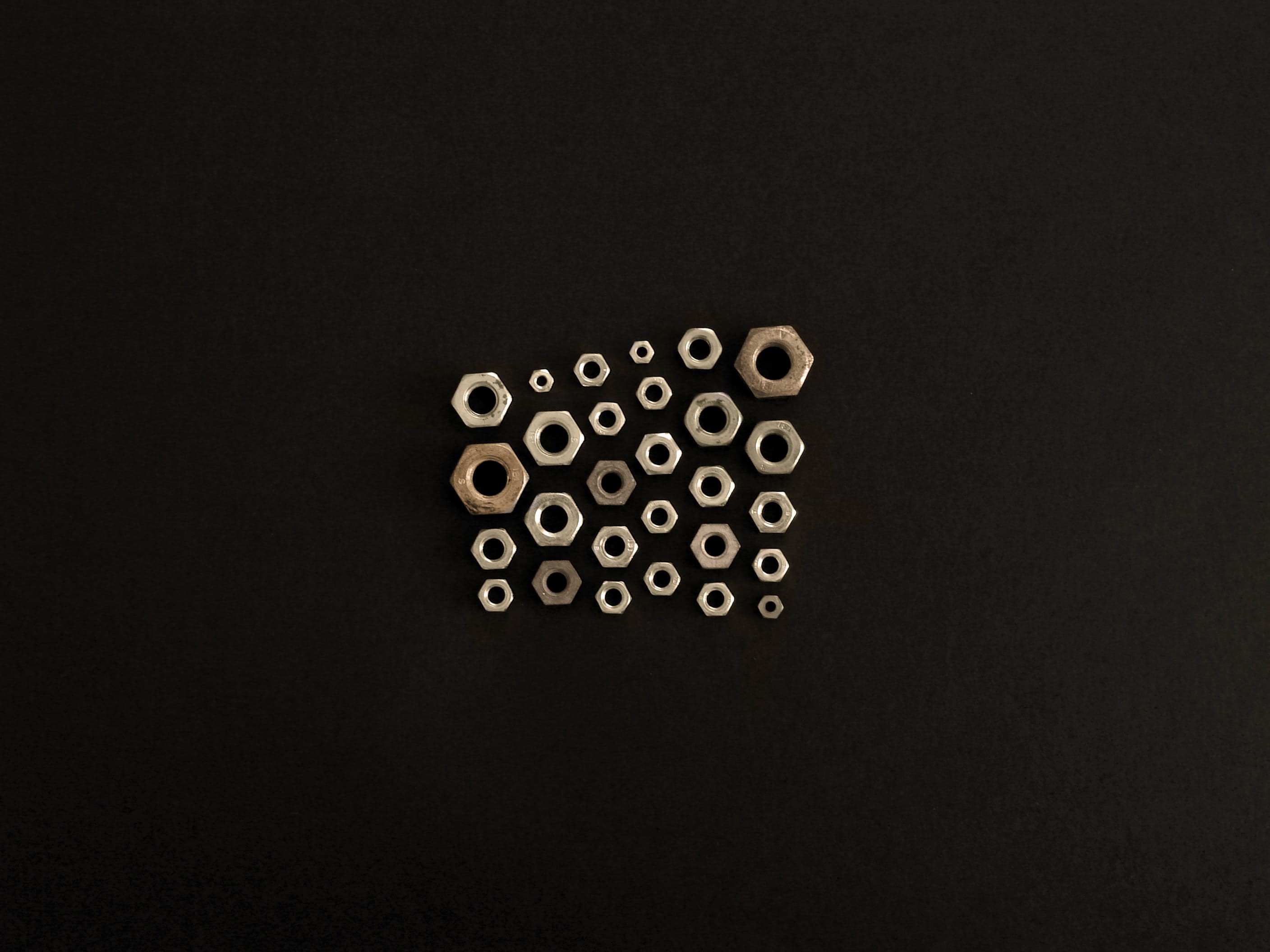 rotor, assorted, arrangement, abstract, nuts, push button, directly above, spoke, number, circle, hex, black background, black, sports, black color, indoors, HD Wallpaper