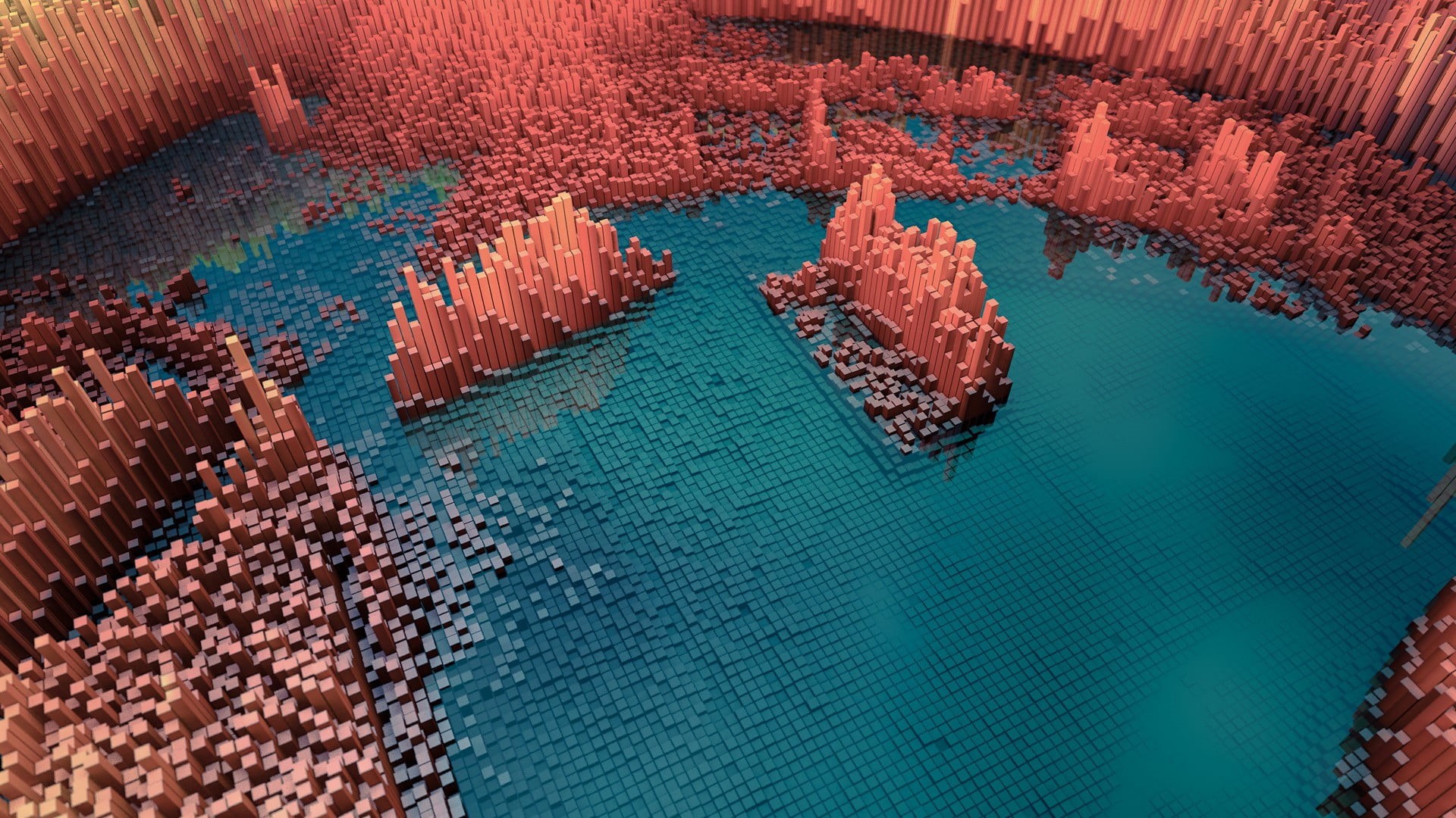 abstract, blue, 3D, d, art, brown, 1080P, HD Wallpaper
