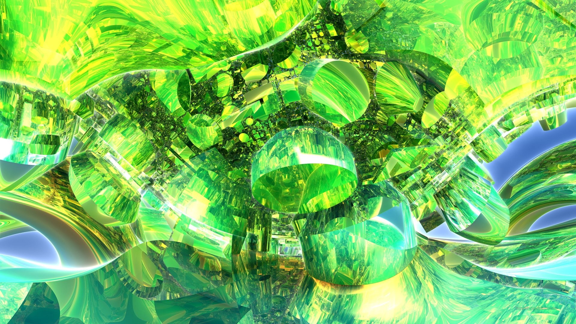 Green, Abstract, Fractal, Digital Art, CGI, Geometry, Artistic, Emerald, 1080P, 3D, Mandelbulb 3D, HD Wallpaper