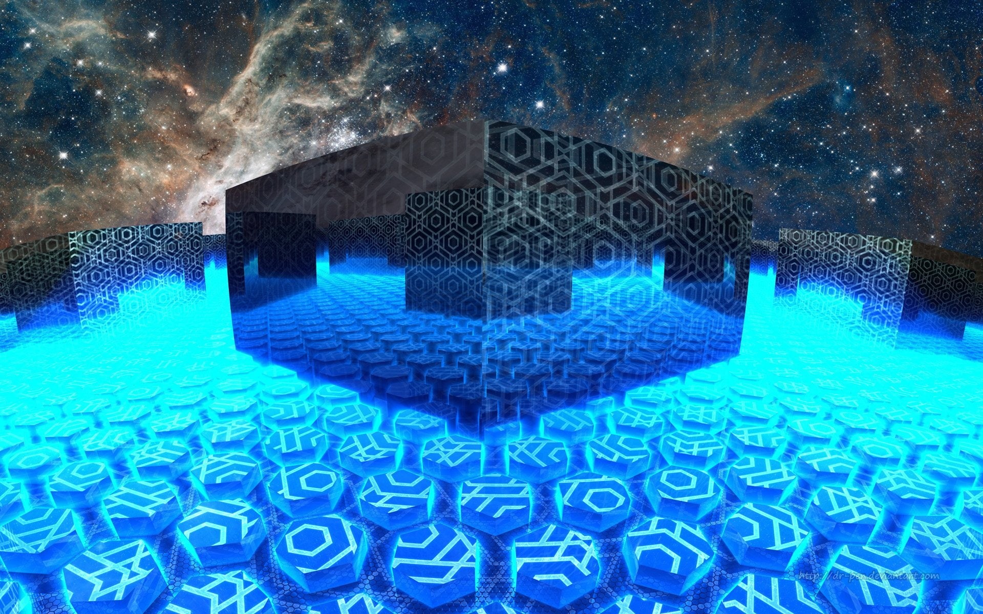 3D, Geometry, Dark, Fractal, CGI, 1080P, Abstract, Mandelbulb 3D, Digital Art, Glow, Space, Blue, HD Wallpaper