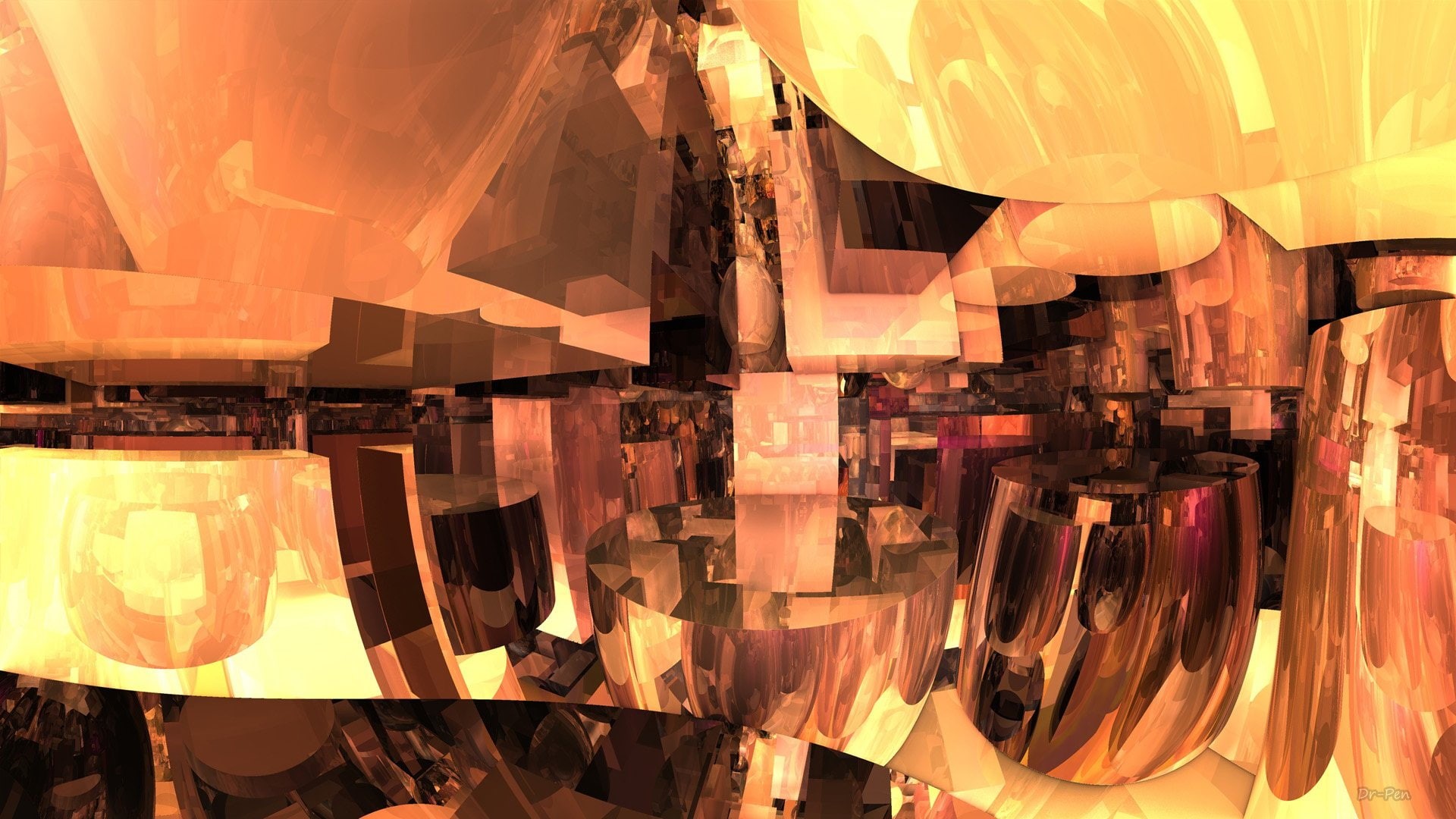 1080P, Glass, Artistic, Geometry, CGI, Fractal, 3D, Orange, Digital Art, Mandelbulb 3D, Abstract, HD Wallpaper