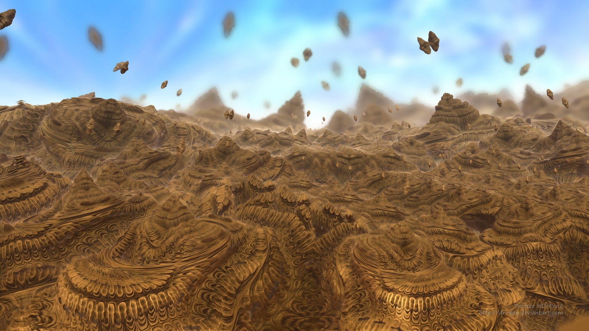 Artistic, Brown, Mandelbulb 3D, Abstract, Fractal, CGI, Surreal, Landscape, 3D, Digital Art, 1080P, HD Wallpaper