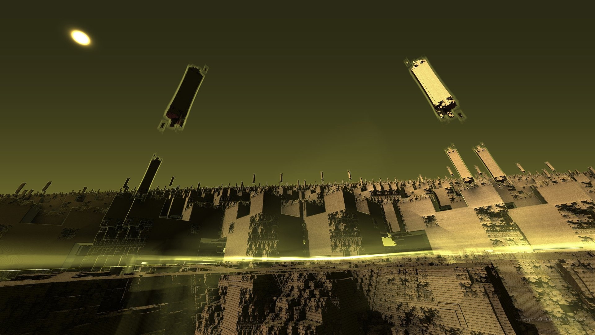 Yellow, 1080P, Geometry, Glow, Artistic, Mandelbulb 3D, 3D, CGI, Brown, Fractal, Digital Art, Abstract, HD Wallpaper