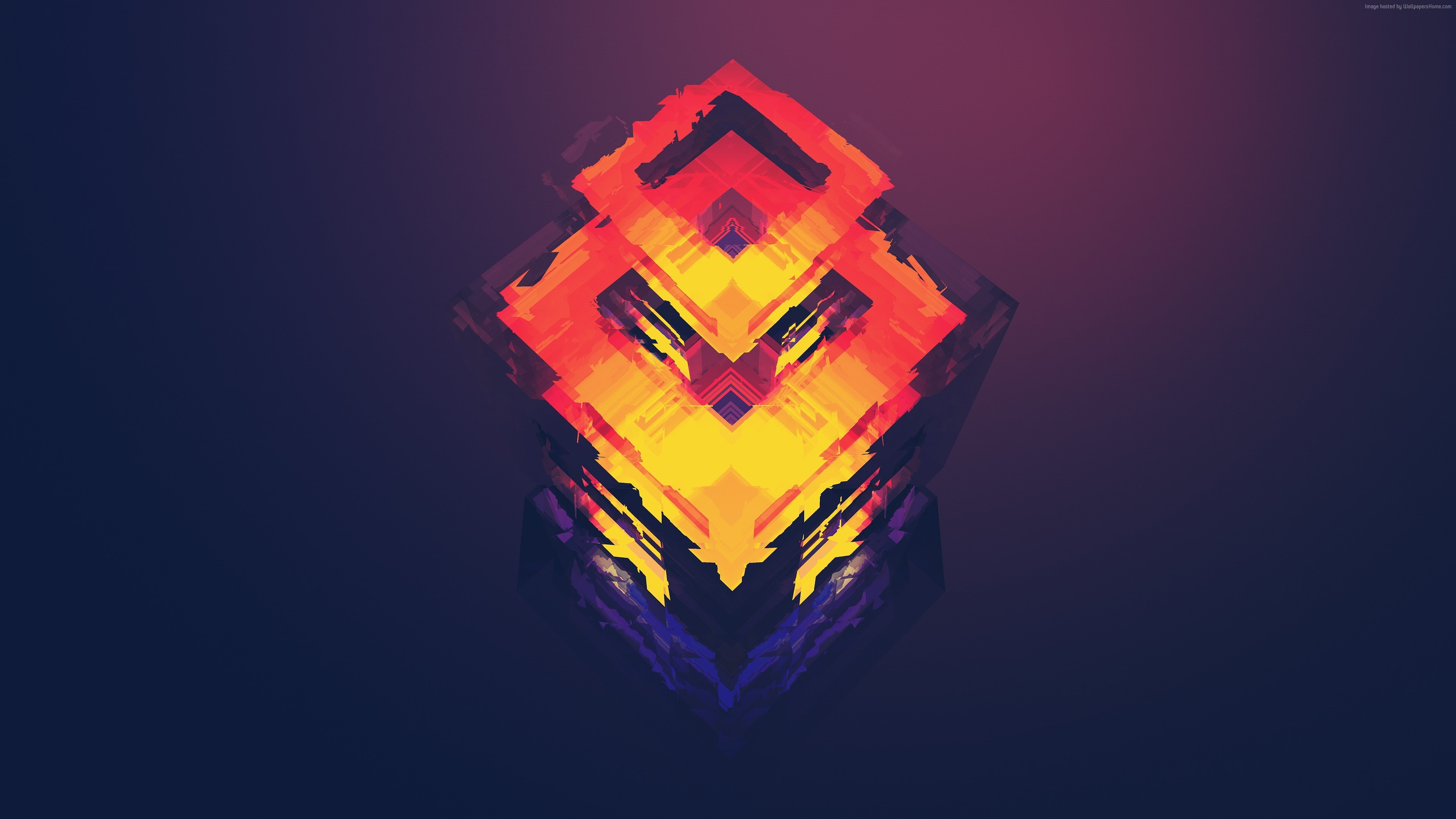 abstract, orange, iphone, 4K, polygon, red, android, 4k, 5k, HD Wallpaper