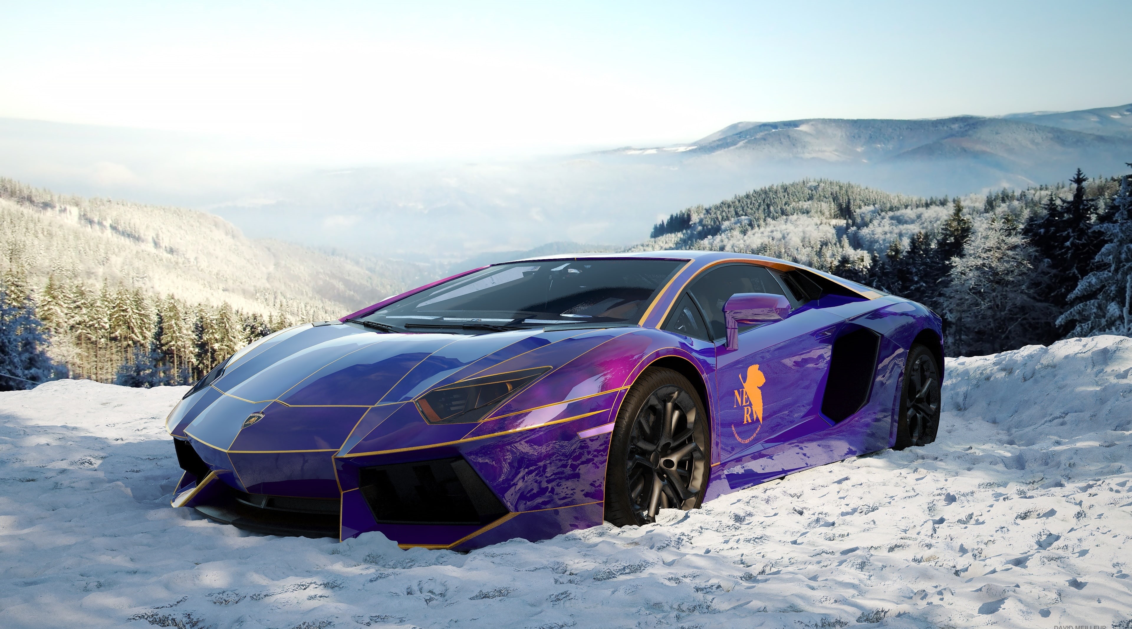 mountain range, eva, covering, beauty in nature, snowcapped mountain, winter, evangelion neon genesis, Cars, scenics - nature, land, mountain, nature, landscape, HD Wallpaper