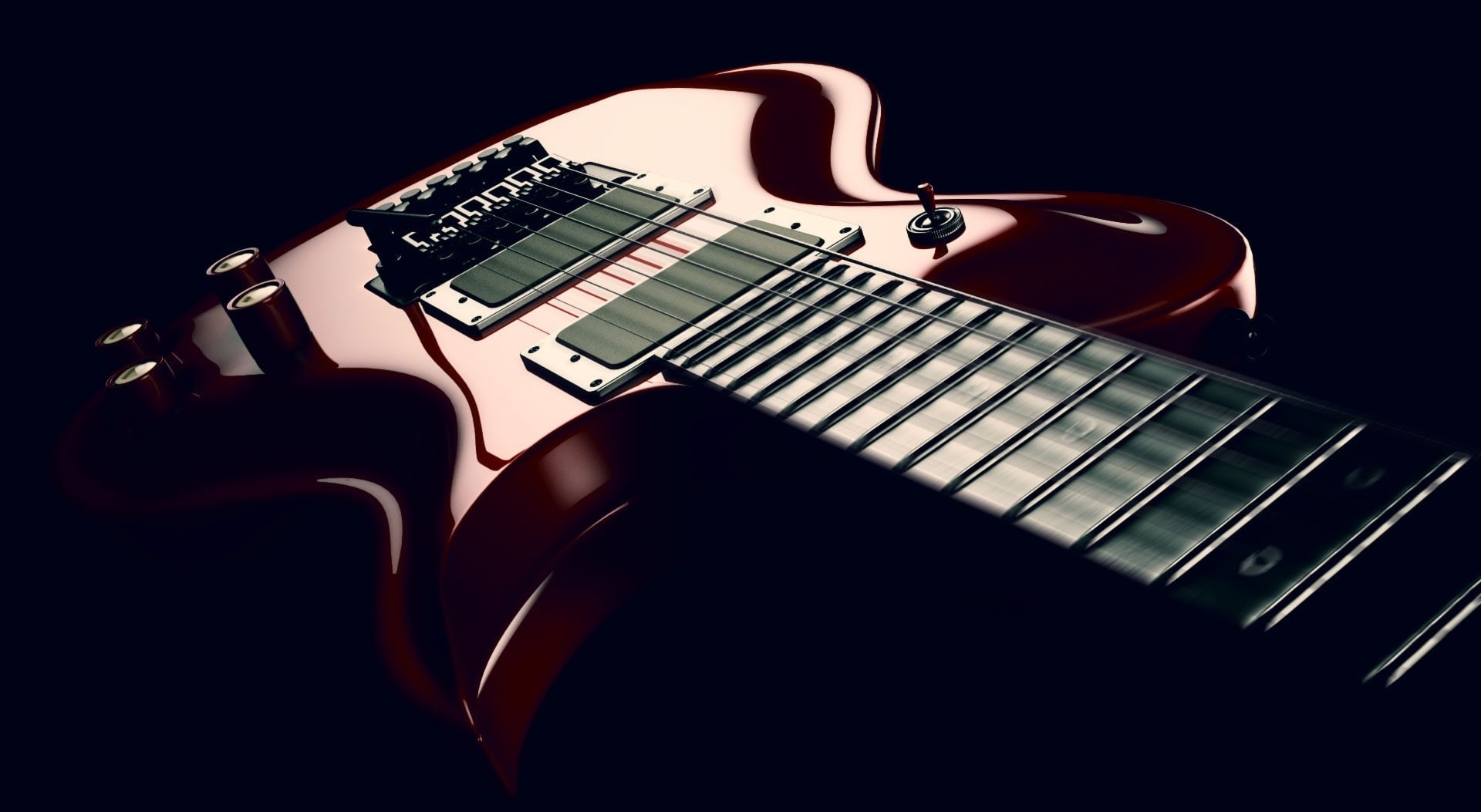 electric, Dark, string, Glossy, 1080P, Guitar, Cinema4D, electricguitar, six, Design, instrument, Music, Washburn, HD Wallpaper