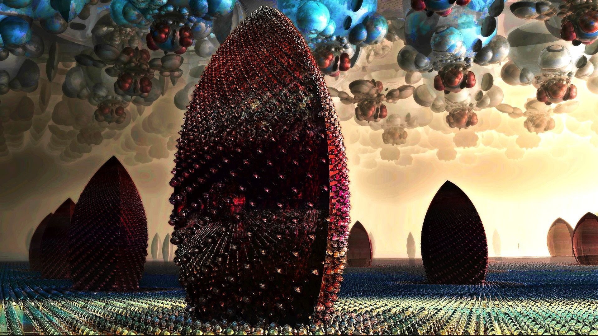 3D, digital art, reflection, abstract, 1080P, balls, 3d object, CGI, render, HD Wallpaper