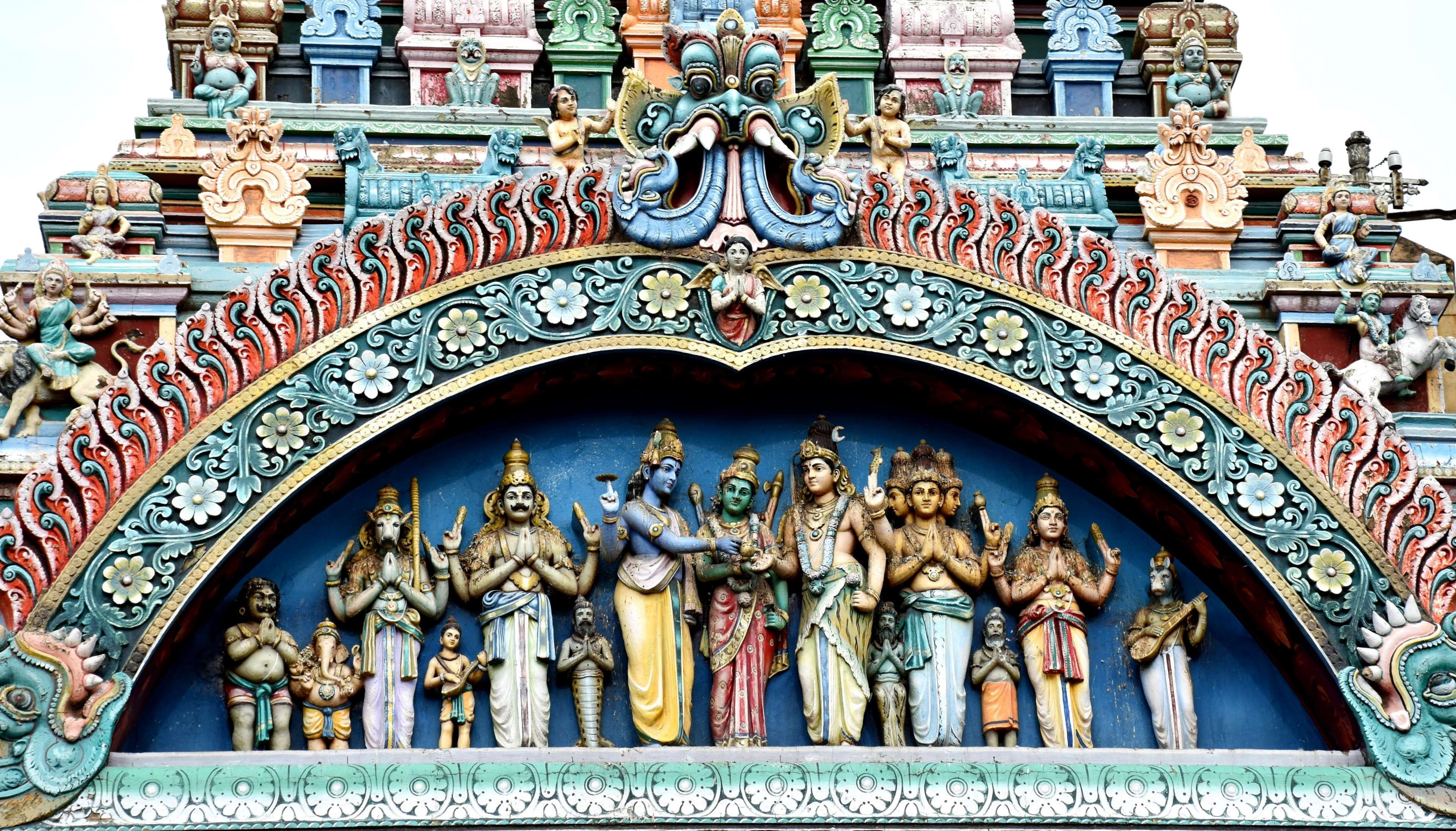 heritage, building exterior, built structure, meenakshi, art and craft, female likeness, human representation, siva, deity, place of worship, ornate, sundareswarar, HD Wallpaper