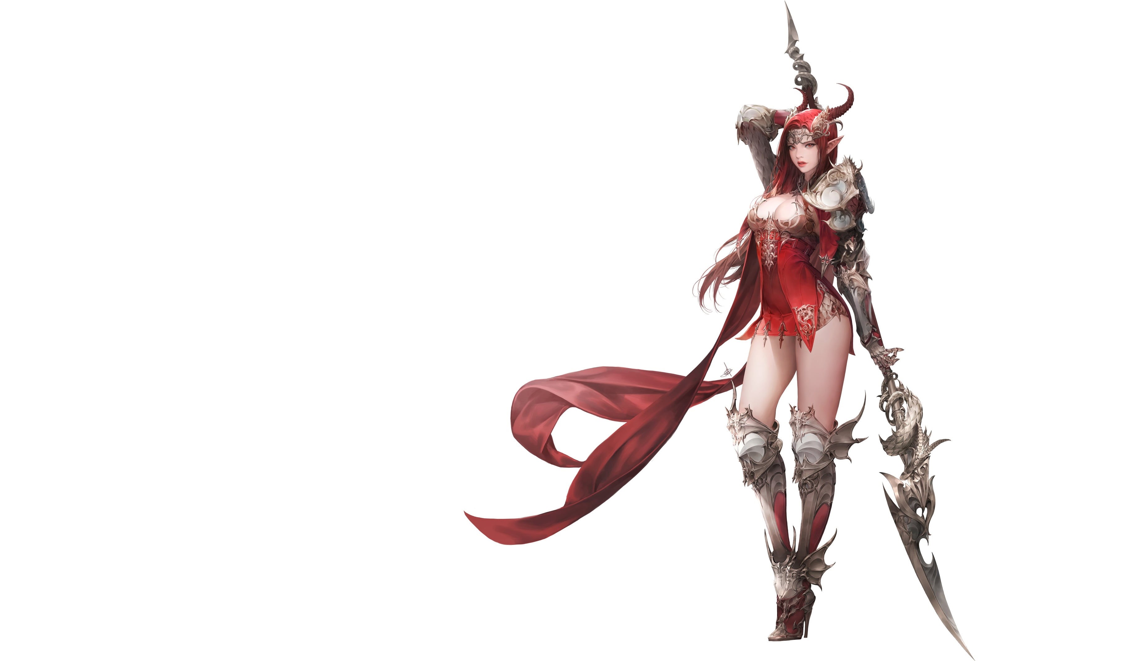 Lance, Style, Art, Armor, Girl, 2K, Daeho Cha, Sexy, Goddess of Dragon, Minimalism, Beautiful, Fantasy, Characters, Figure, HD Wallpaper