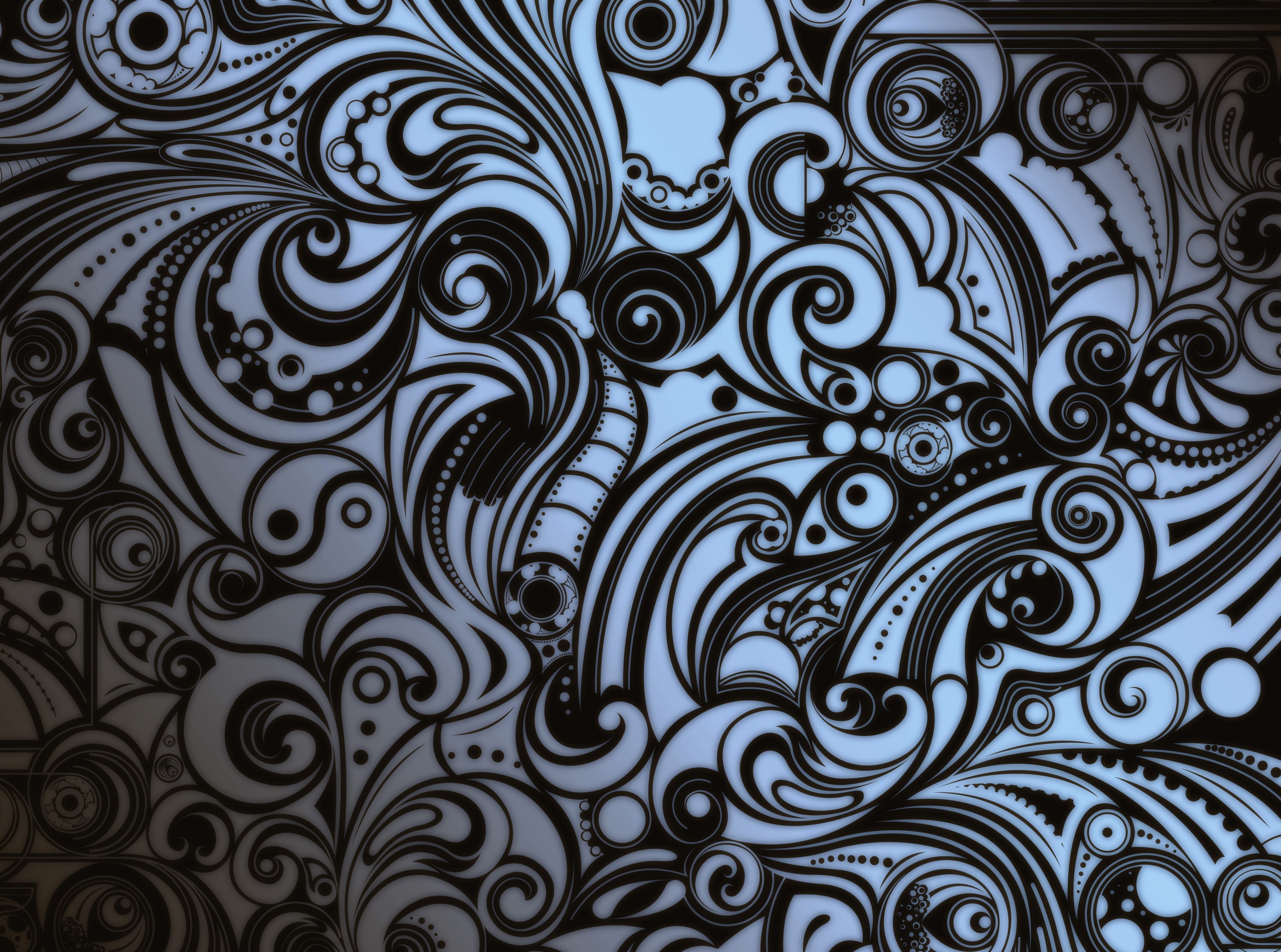 art, 4K, Vector Art, close-up, backgrounds, repetition, art and craft, digital art, creativity, black, Abstract, ornate, Aero, design, black color, HD Wallpaper