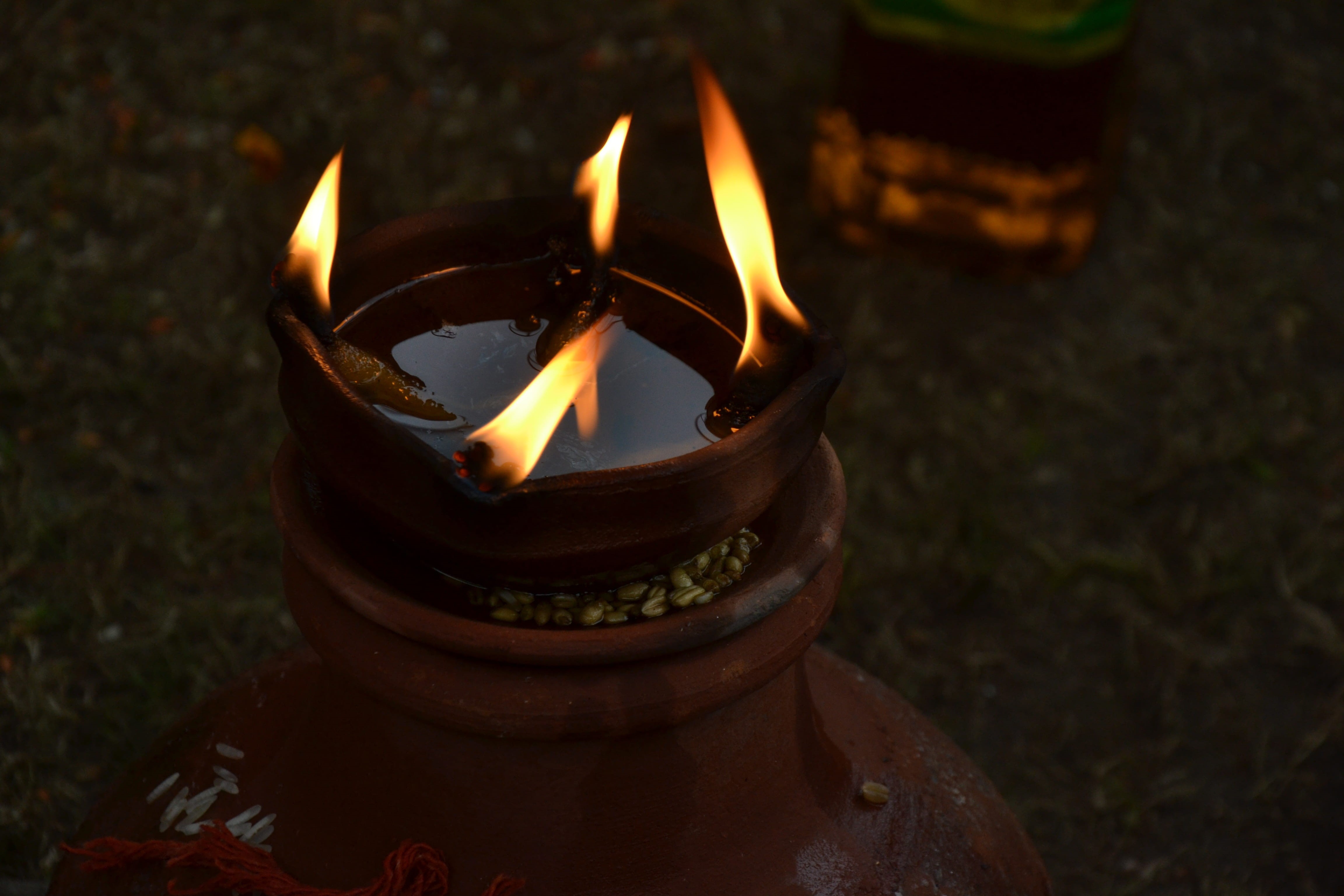 close-up, Pot, Indian, culture, celebration, deepawali, nature, 4K, burning, focus on foreground, religion, diya - oil lamp, decoration, worship, electric lamp, HD Wallpaper