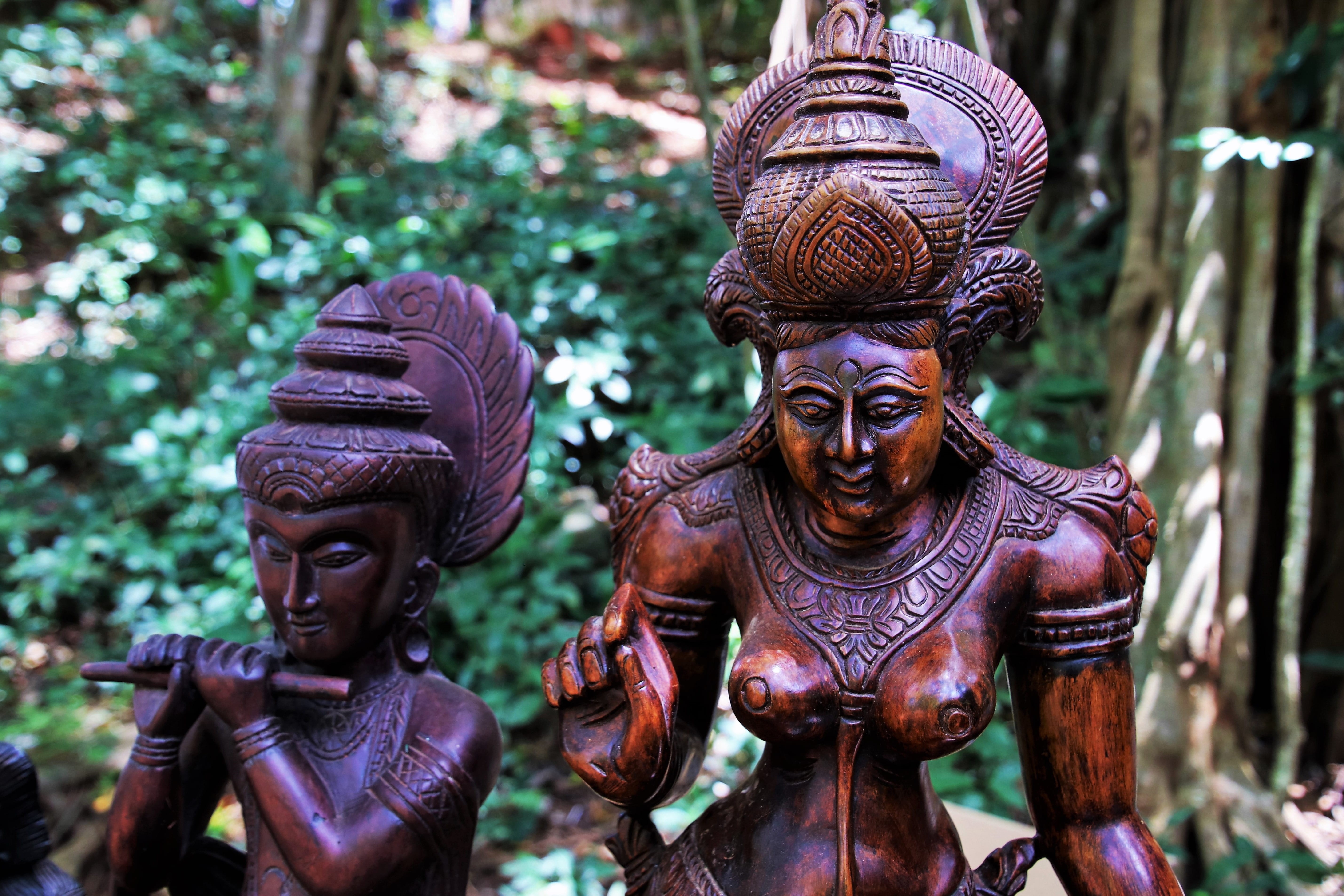 place of worship, no people, cult, statue, meditation, the figurine, wooden, sculpture, day, human representation, outdoors, decoration, art and craft, HD Wallpaper