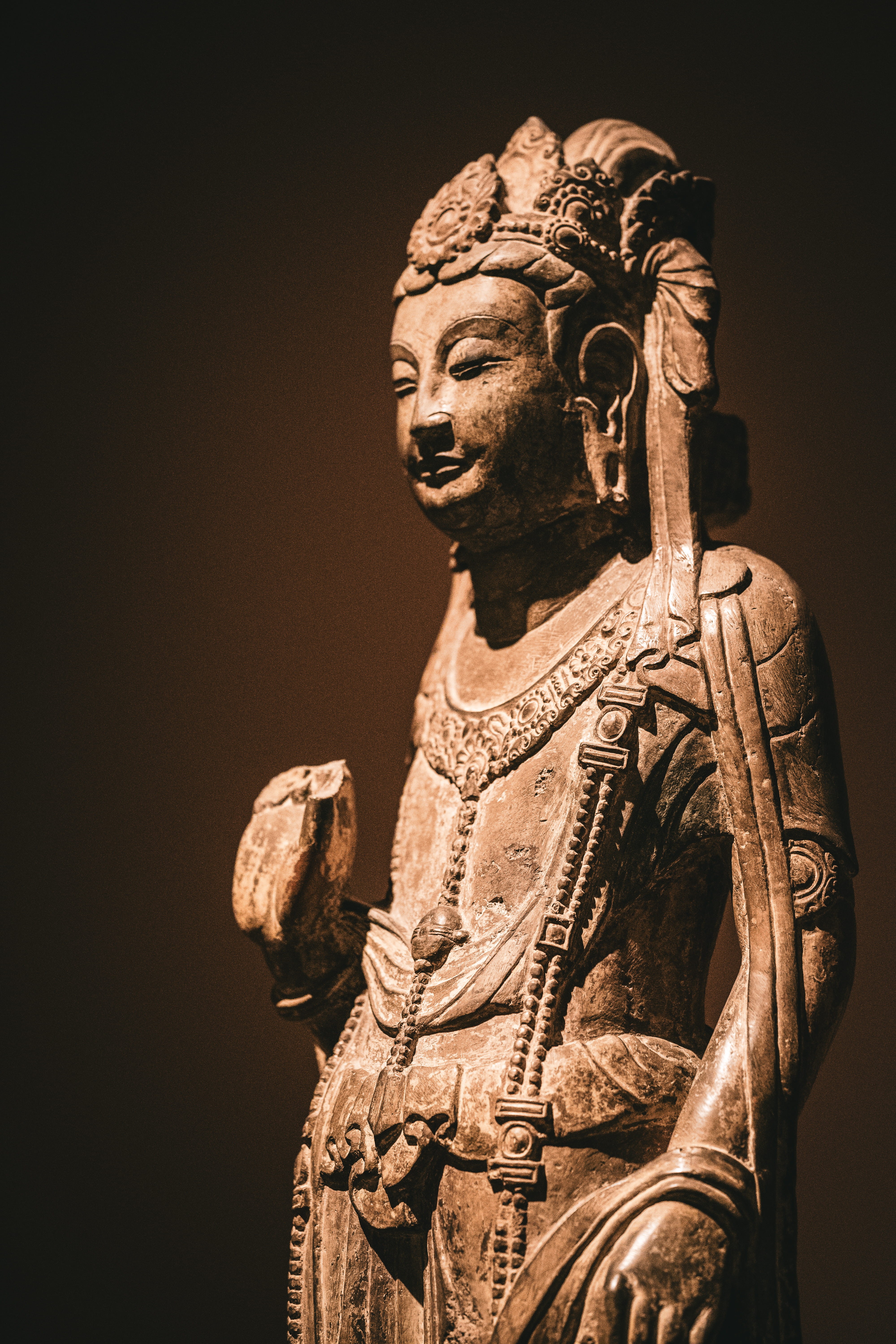 history, architecture, buddha, black background, ancient civilization, craft, figurine, no people, art and craft, the past, hardwood, worship, building, Phone HD Wallpaper