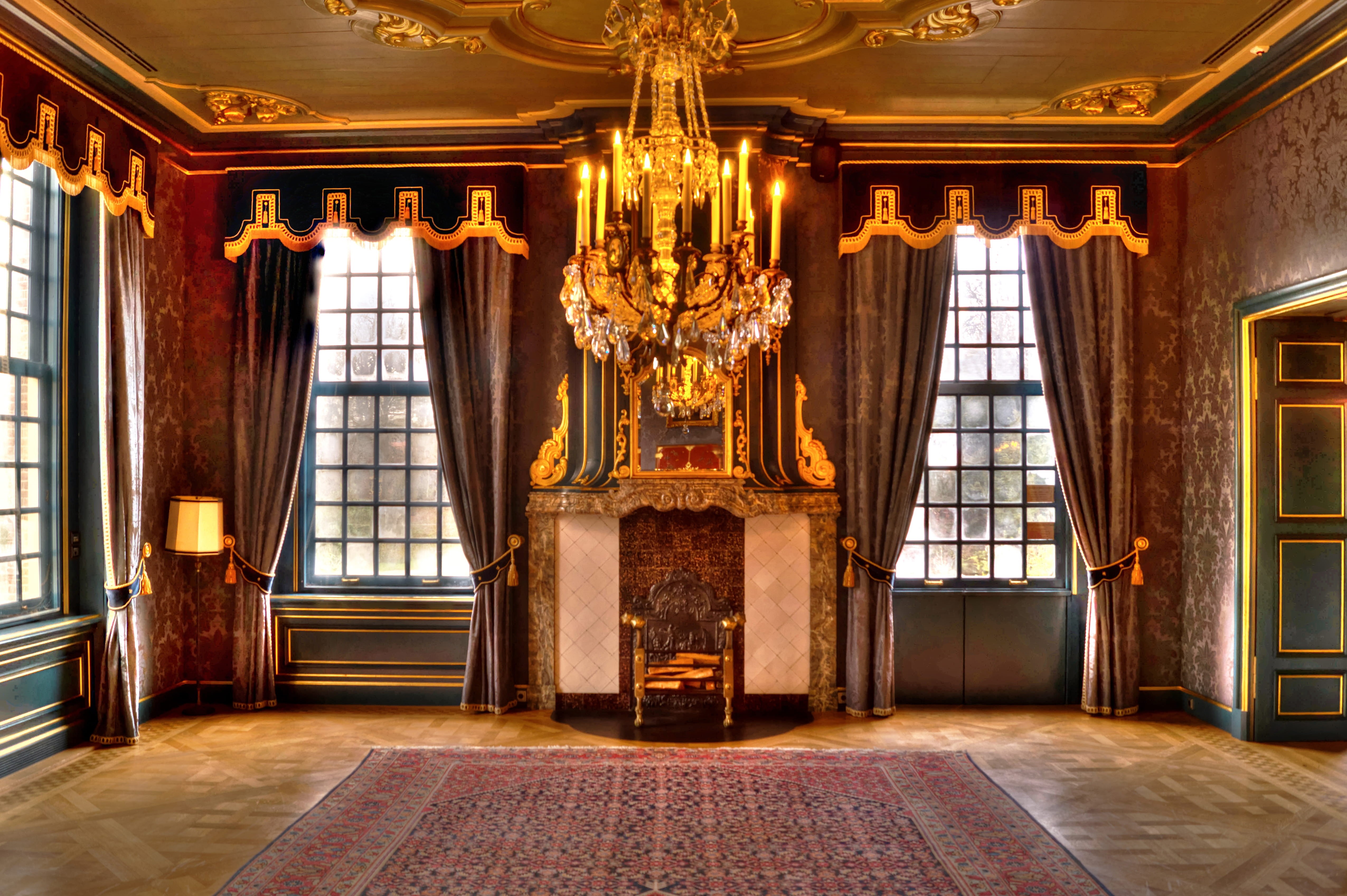 theatrical performance, near, extravagance, wealth, villa, gold, art, window, 4K, history, no people, indoors, decoration, historic, built structure, gold colored, HD Wallpaper