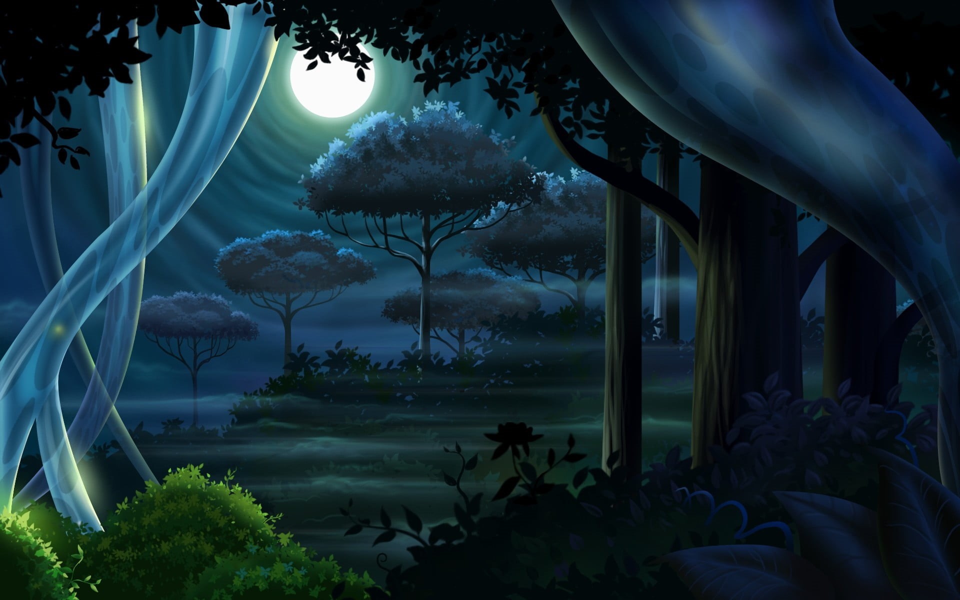 growth, water, tree, plant, textile, green color, fantasy art, architecture, Bejeweled 3, night, glass - material, 1080P, window, built structure, white, HD Wallpaper