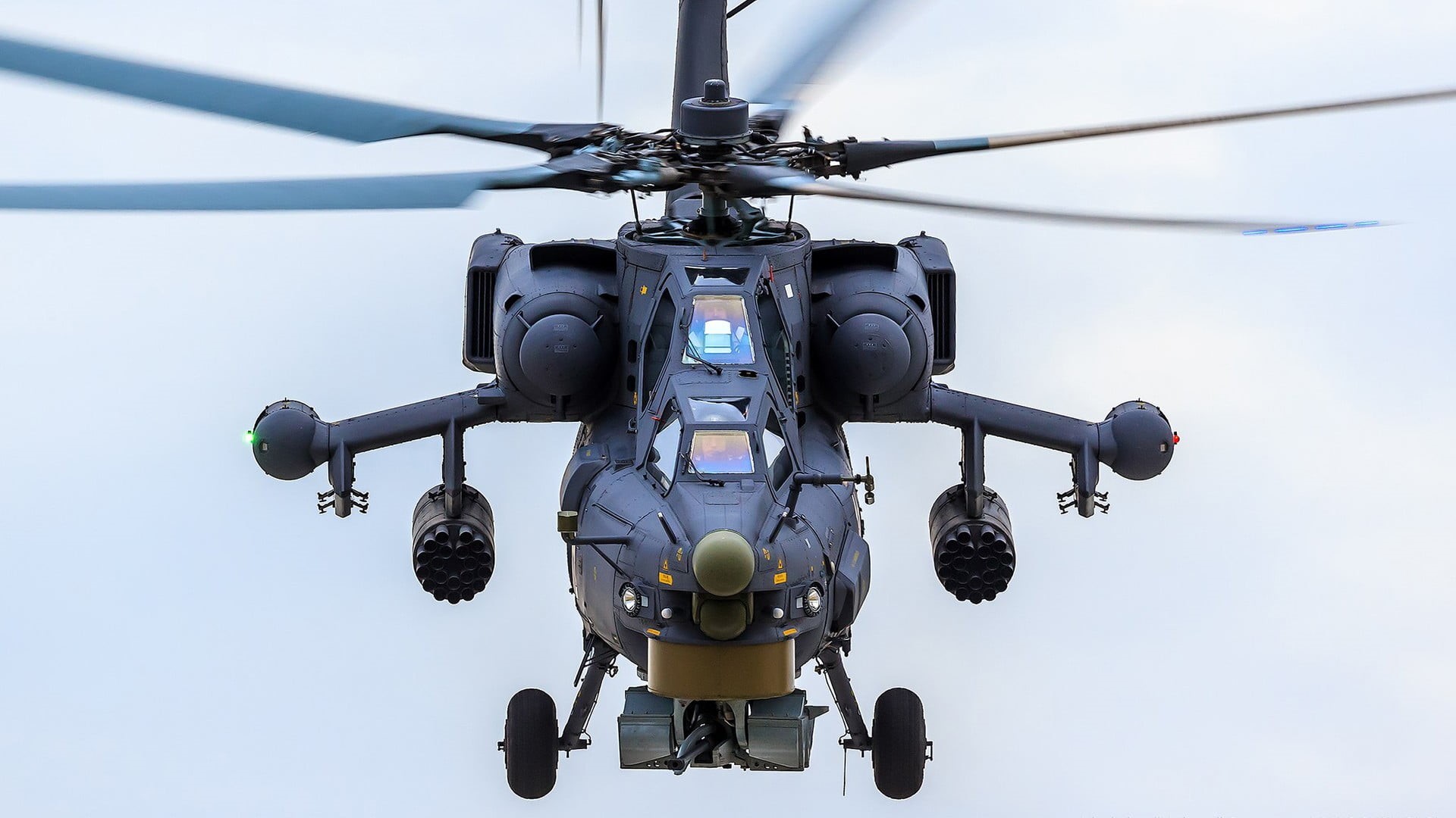 outdoors, flying, day, armed forces, black, carrier, motion, air vehicle, helicopter, above, mid-air, nature, seat, 1080P, Mi-28, directly below, Mil Mi-28, HD Wallpaper