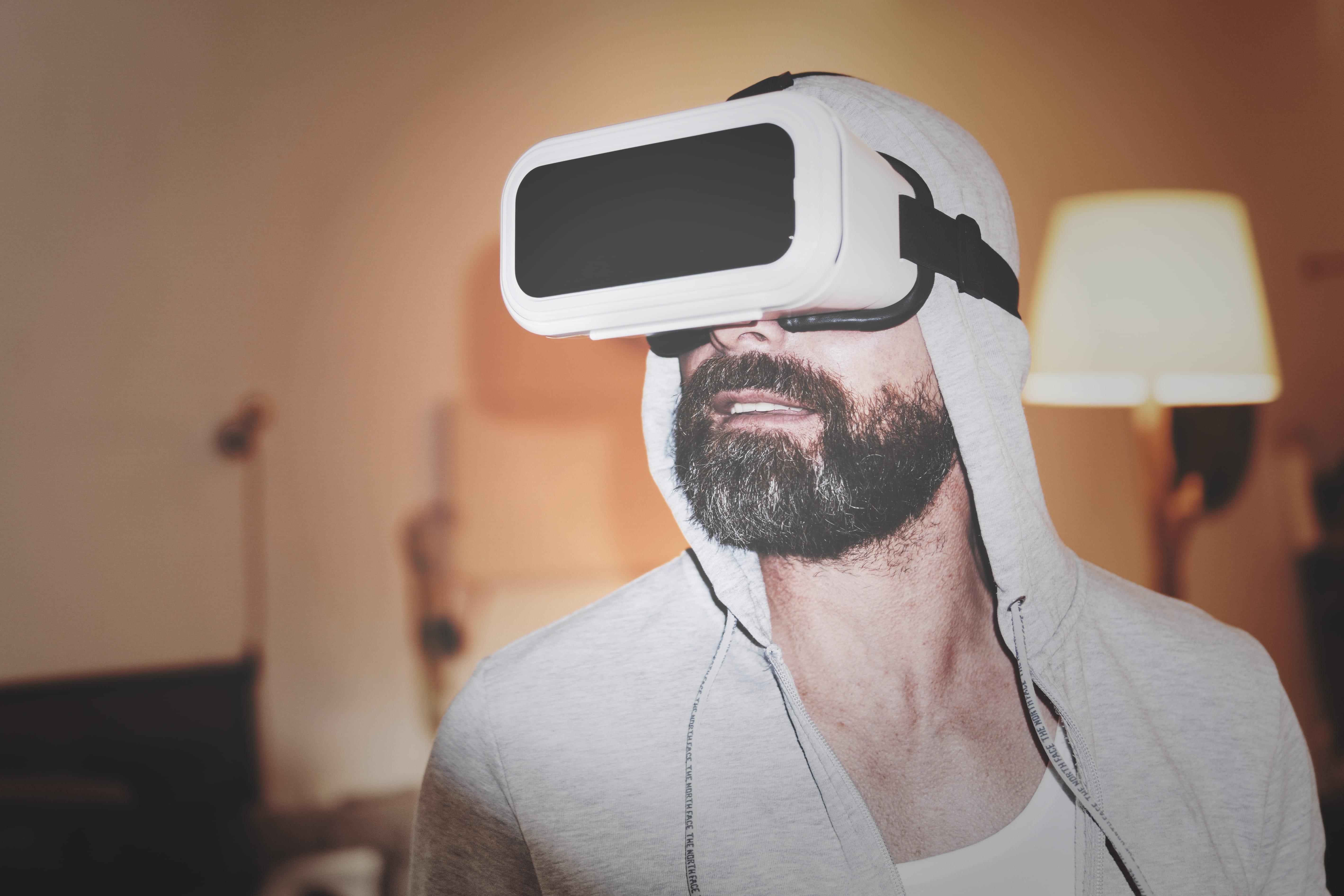 3-d glasses, mature adult, reality, hands-free device, lifestyles, virtual reality, telephone, headshot, mature men, man, hoodie, portrait, movie, gray, HD Wallpaper