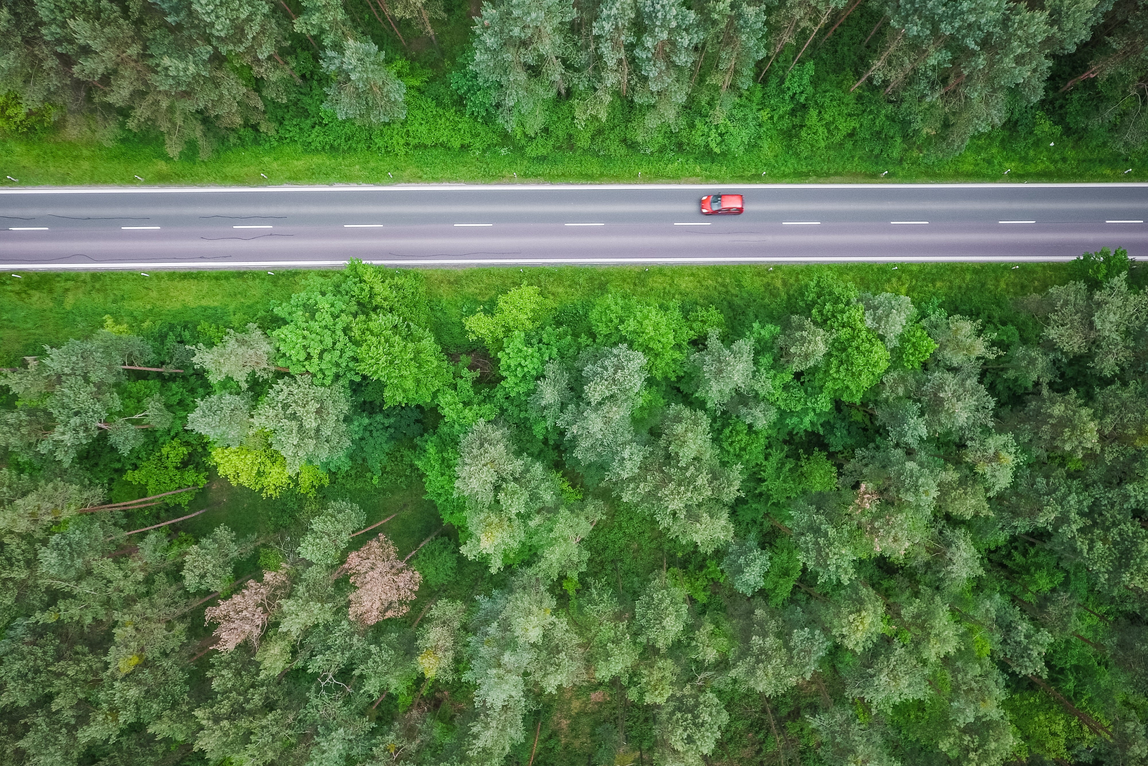 simple, 4K, scenics - nature, growth, from the plane, Road, roads, drone photography, sign, green, minimalistic, nature, outdoors, clean, no people, motor vehicle, HD Wallpaper